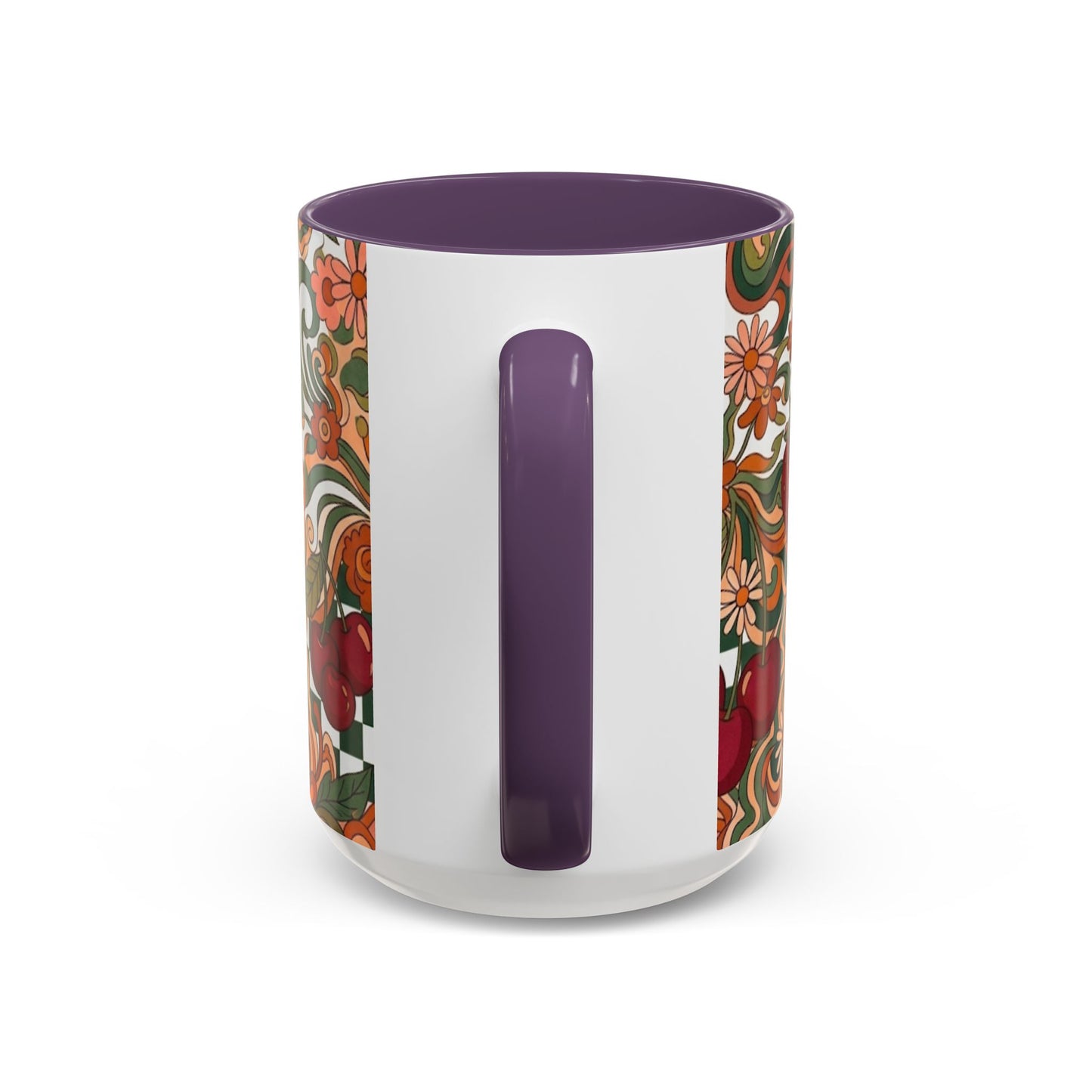 Vintage Cherry Strawberry Pattern Accent Mug | 11oz 15oz