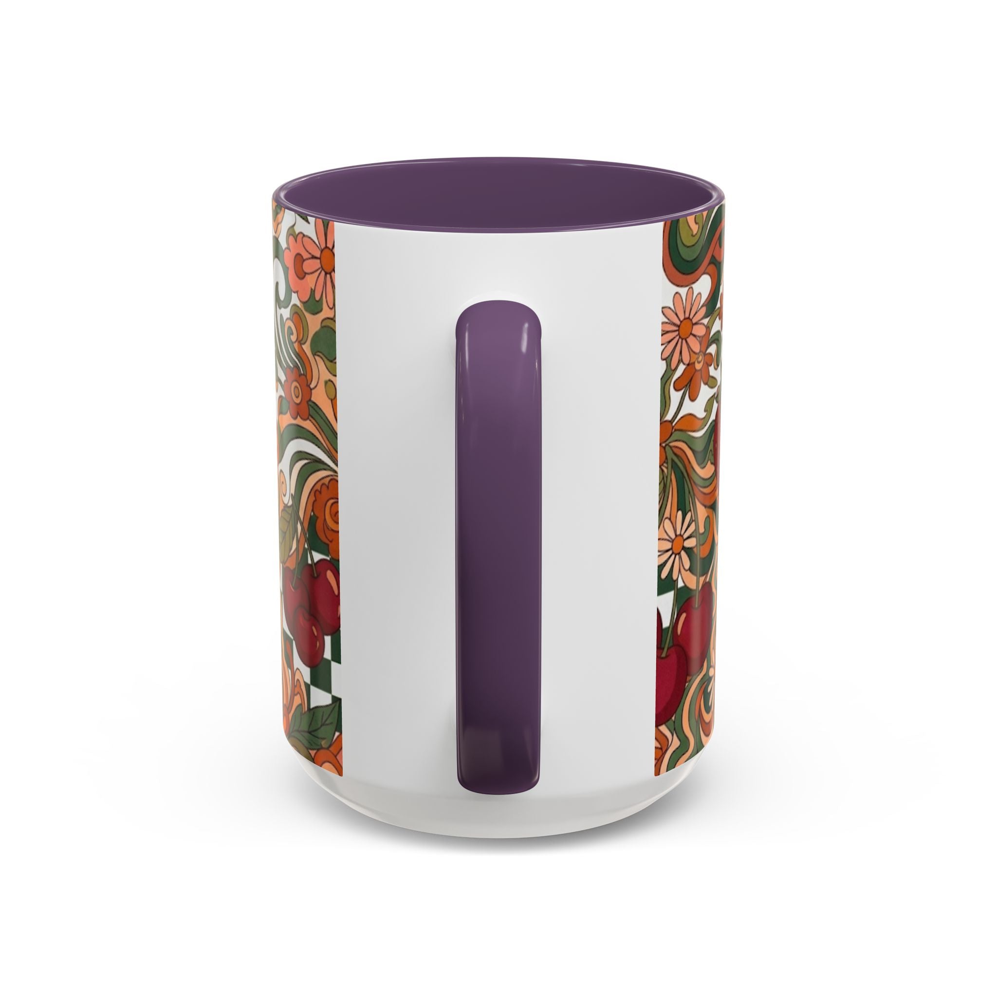 Vintage Cherry Strawberry Pattern Accent Mug | 11oz 15oz