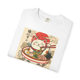 Maneki Neko Ramen Cat T-shirt | Lucky Cat Bowl Graphic Japanese Style