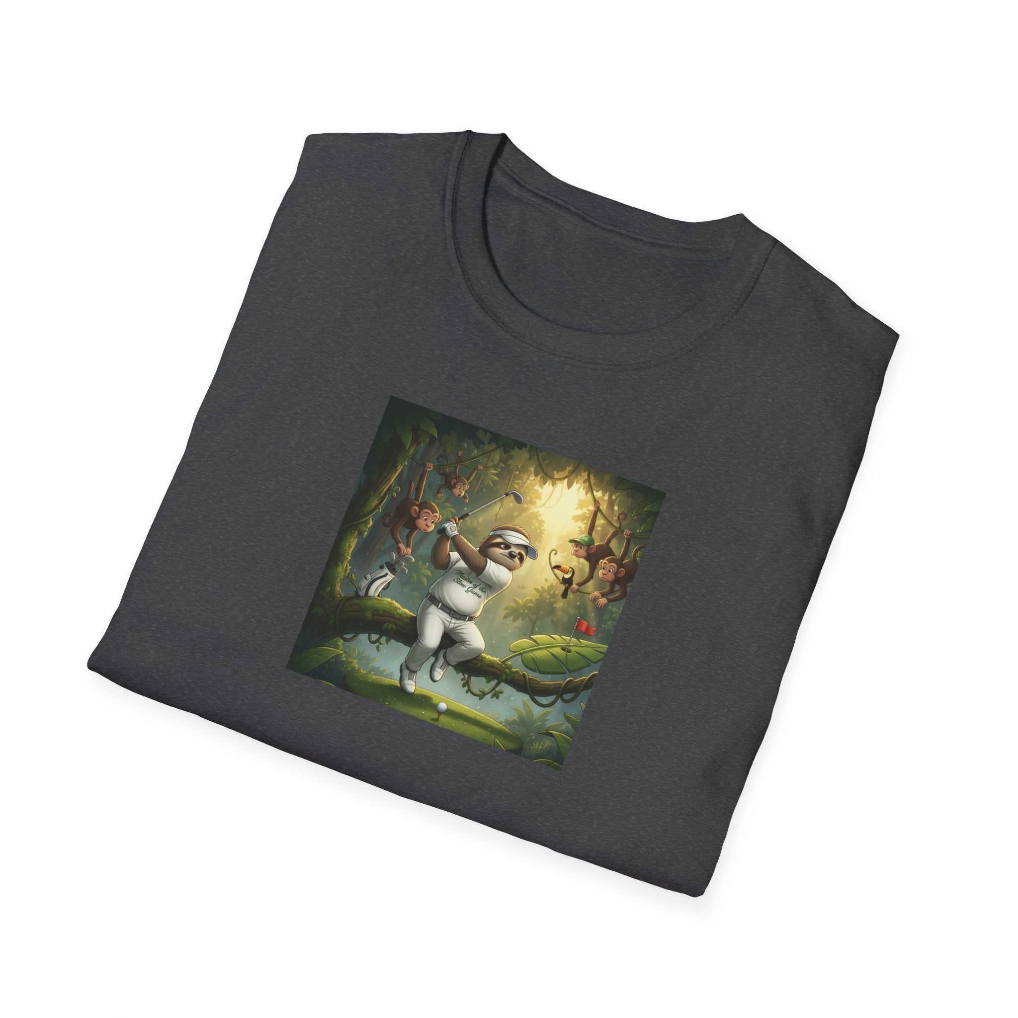 Slow Living Sloth Golfer T-Shirt | Zen Sportswear Tropical Golf Silas