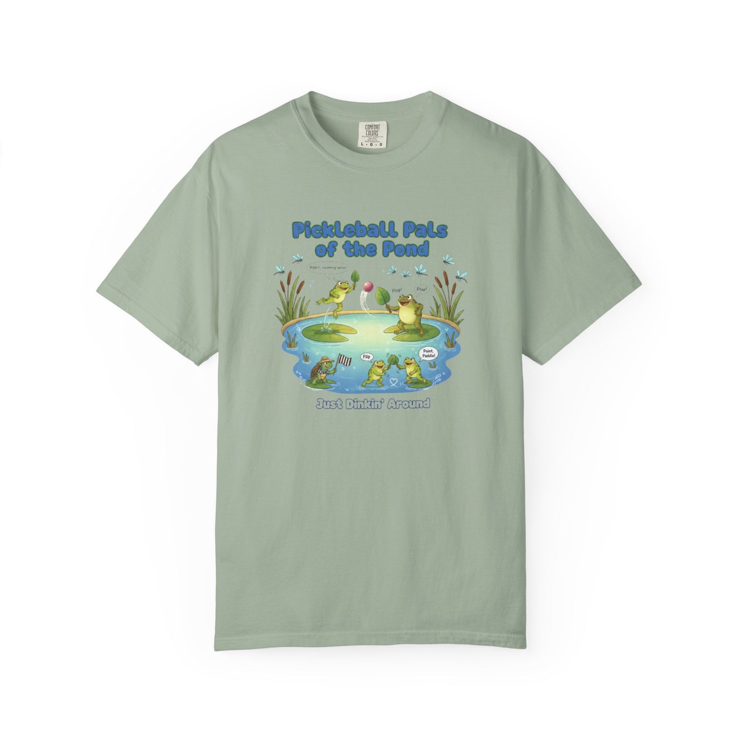 Pickleball Pals of the Pond T-Shirt | Cute Frog Pond Illustration