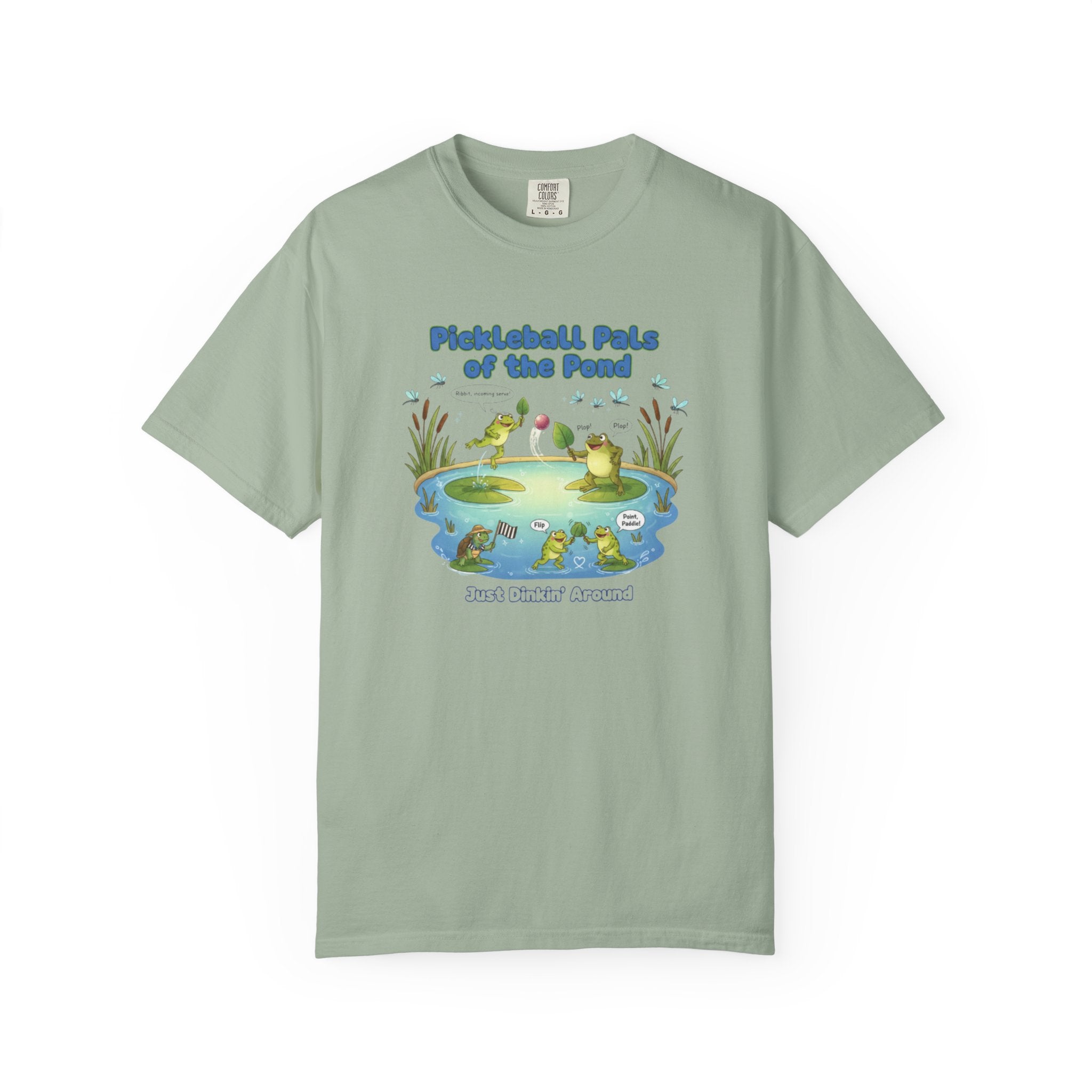 Pickleball Pals of the Pond T-Shirt | Cute Frog Pond Illustration