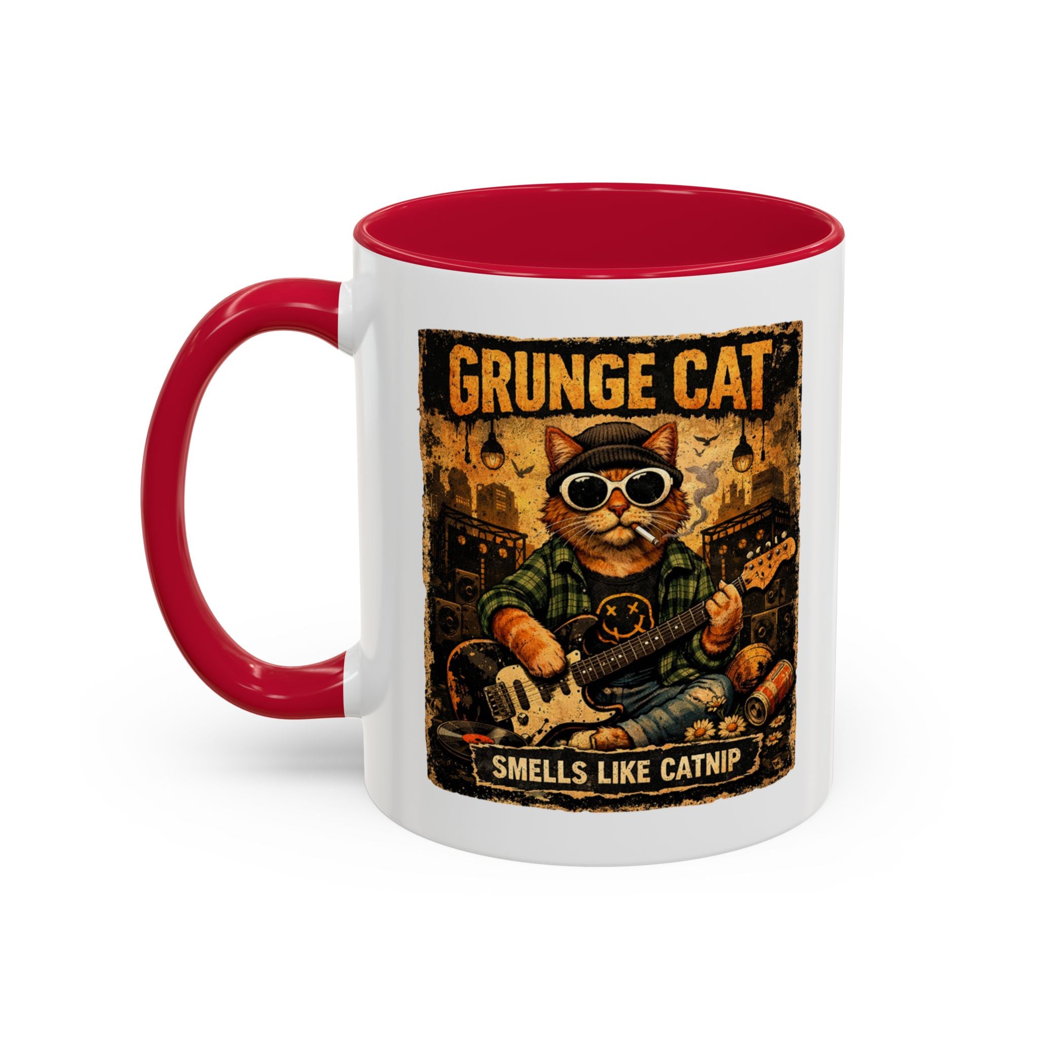 Grunge Cat Smells Like Catnip Mug | Ceramic Coffee Cup