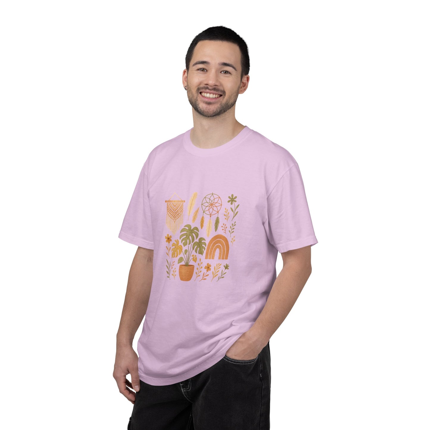 Boho Plants and Dreamcatcher T-Shirt | Rainbow, Monstera, Macrame