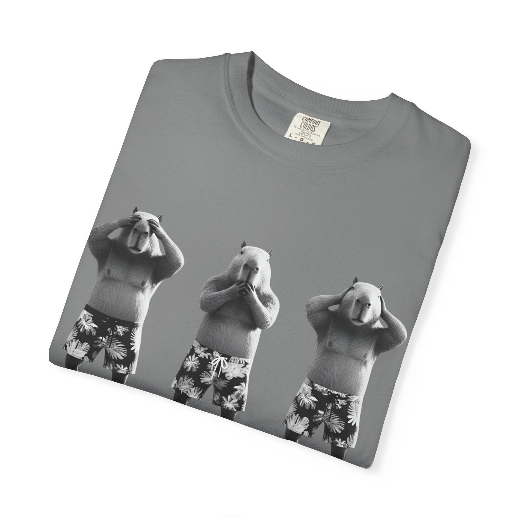 Capybara See No Evil Speak No Evil Hear No Evil T-shirt | Three Monkeys Graphic