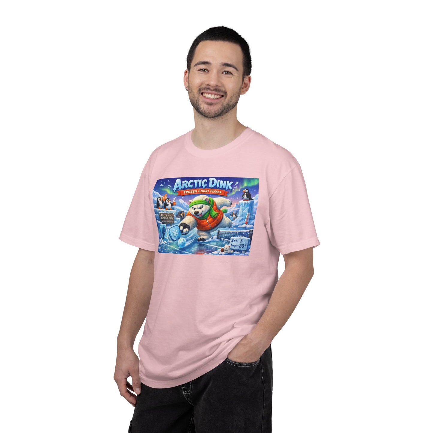 Arctic Dink Polar Bear Pickleball T-Shirt | Retro Game Art