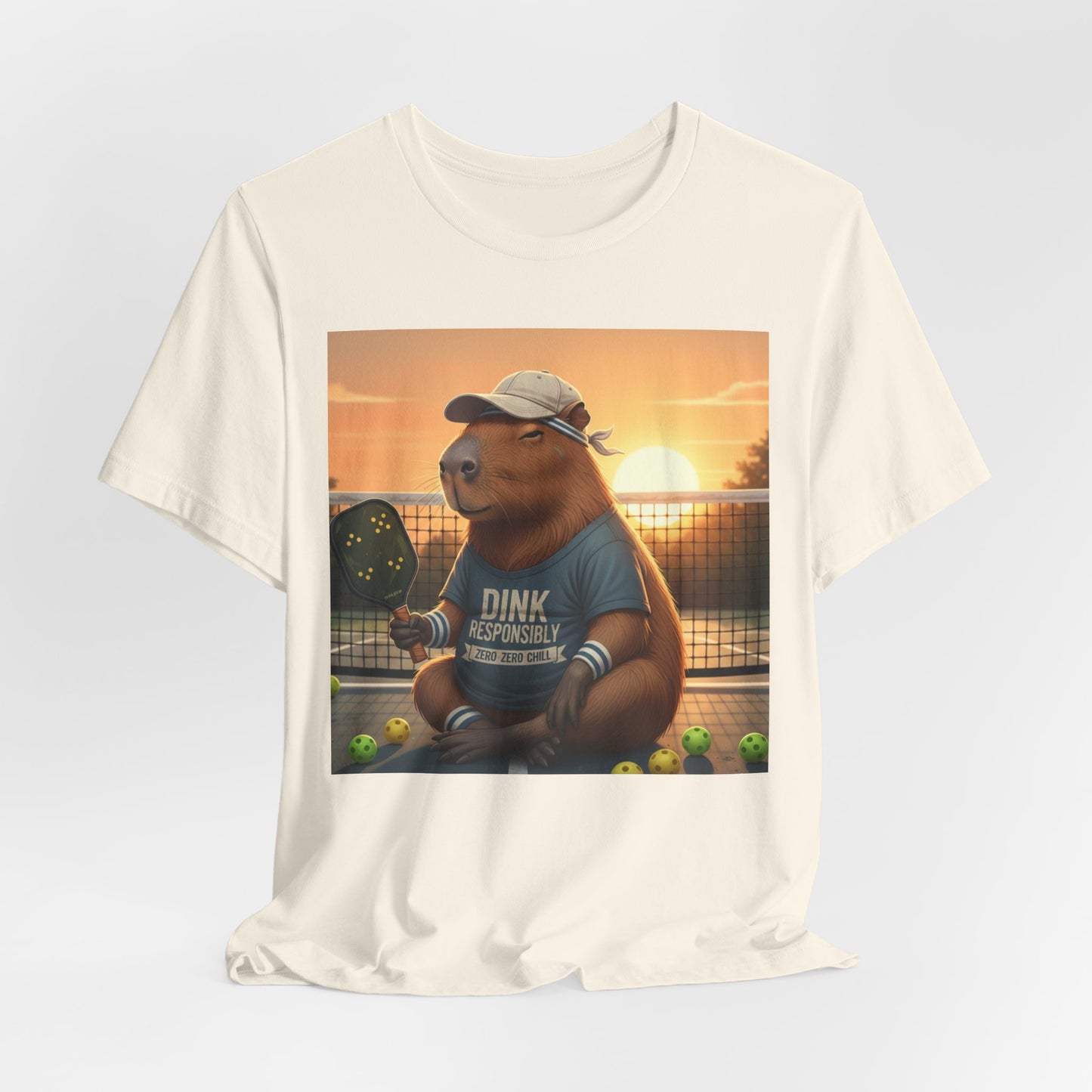 Dink Responsibly Pickleball Capybara Tee | Funny Animal Sports Art