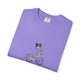 French Bulldog on Bicycle T-shirt | Cute Dog Illustration, 'Oui!' Text