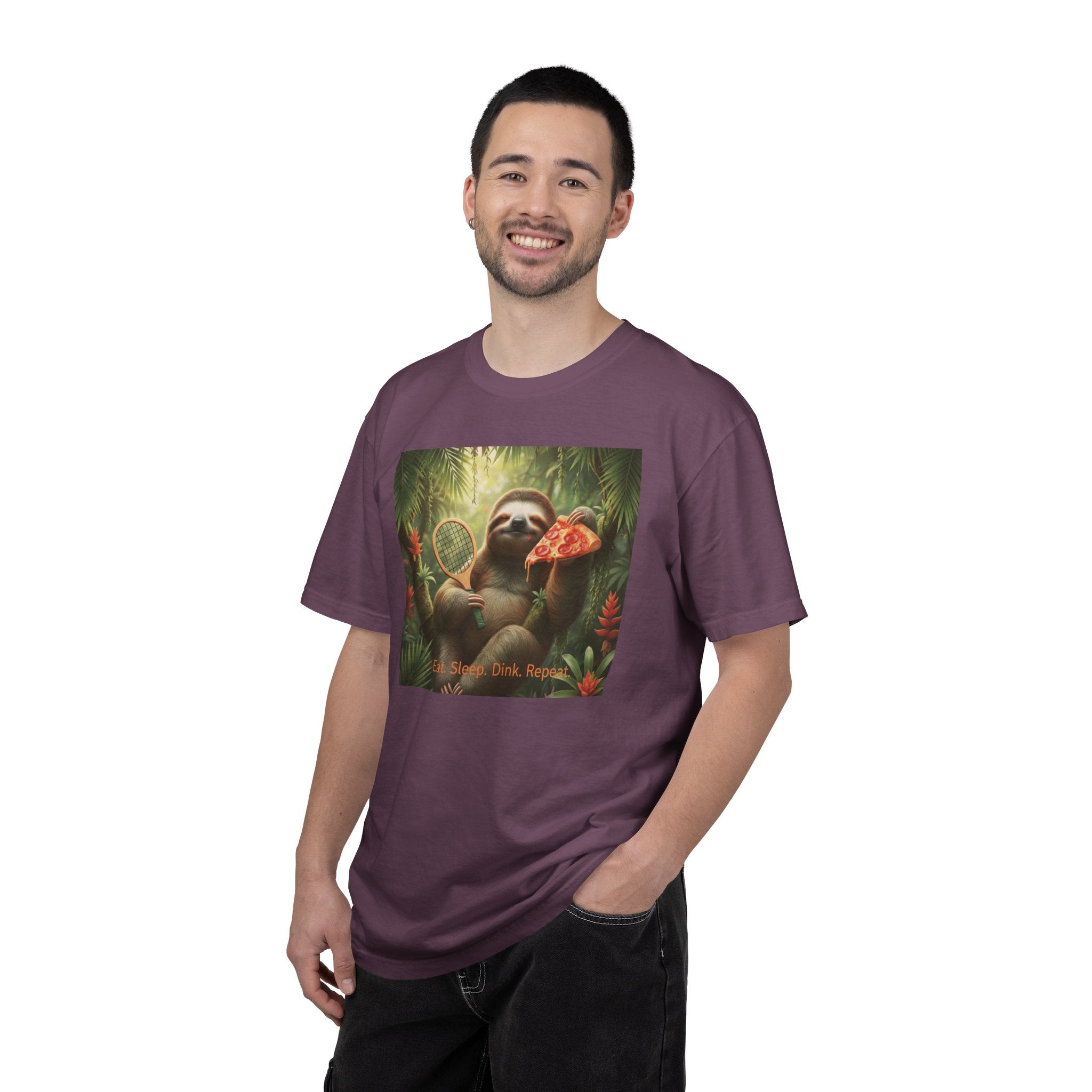 Sloth with Pizza and Pickleball Racket T-shirt | Eat Sleep Drink Repeat