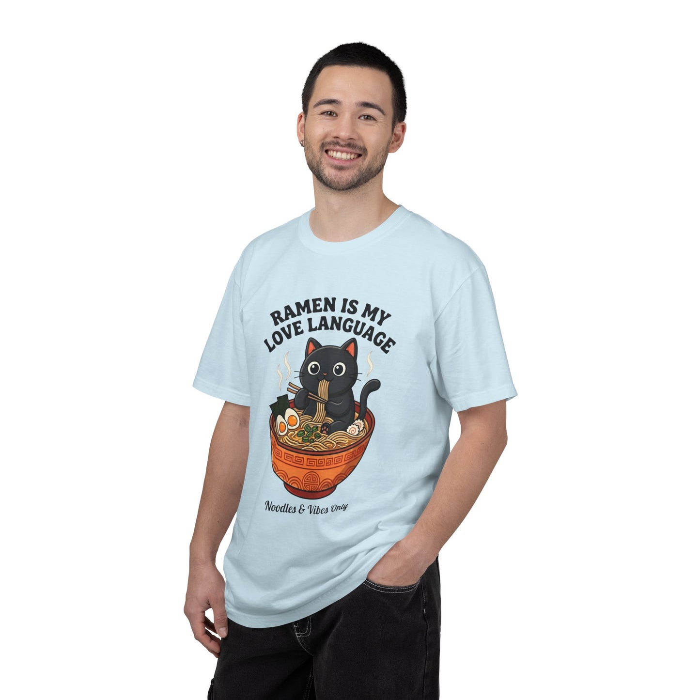 Ramen Is My Love Language T-shirt | Cat in Ramen Bowl Noodles Vibes Tee