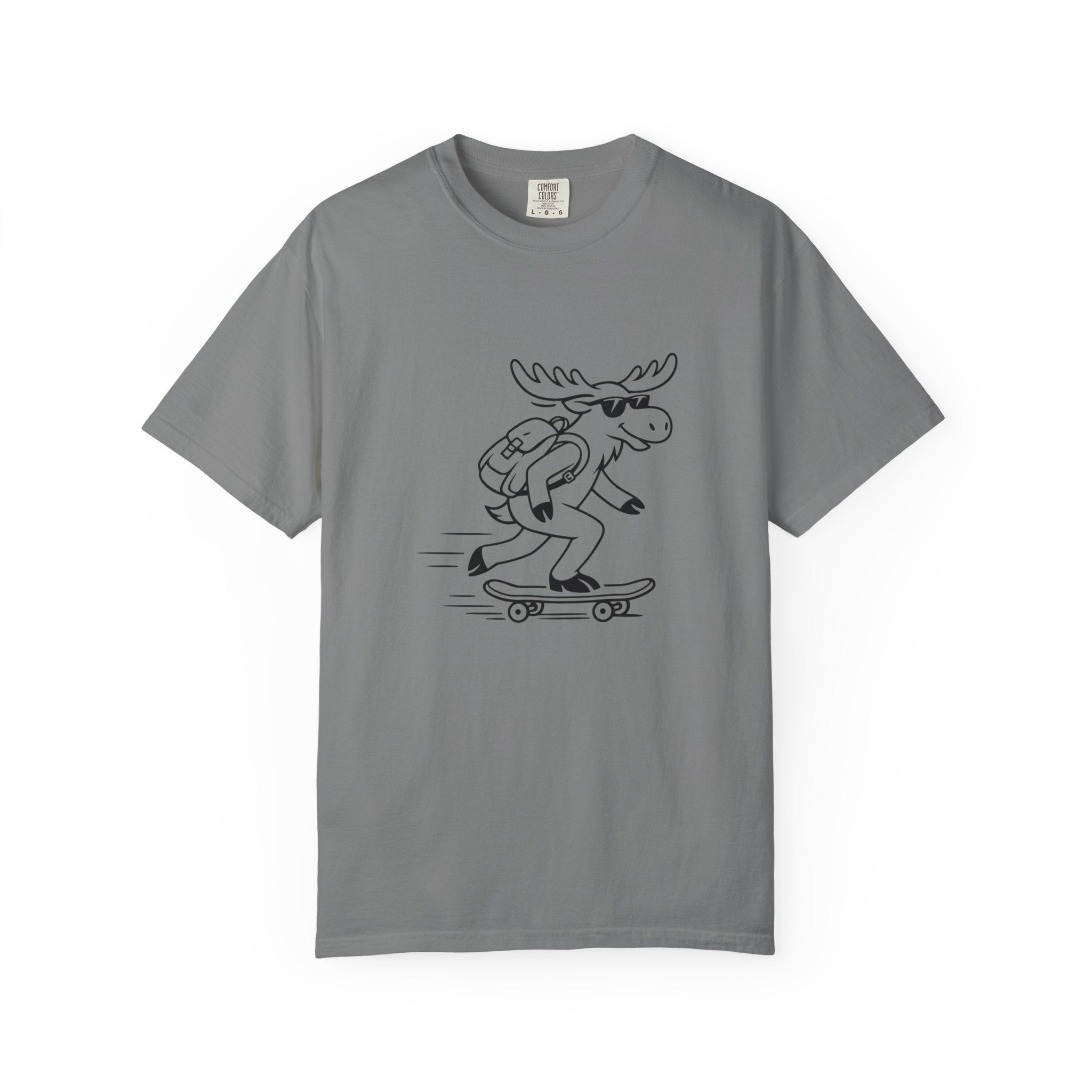 Skateboarding Moose T-shirt | Skateboard Cartoon Graphic Tee