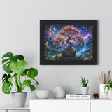 Celestial Magical Bonsai Tree Art Print, Fantasy Galaxy Tree of Life Wall Decor, Glowing Zen Garden Poster, Whimsical Mythical Landscape Art