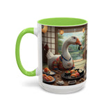 Goose with Sushi Mug | Japanese Tea Room Illustration