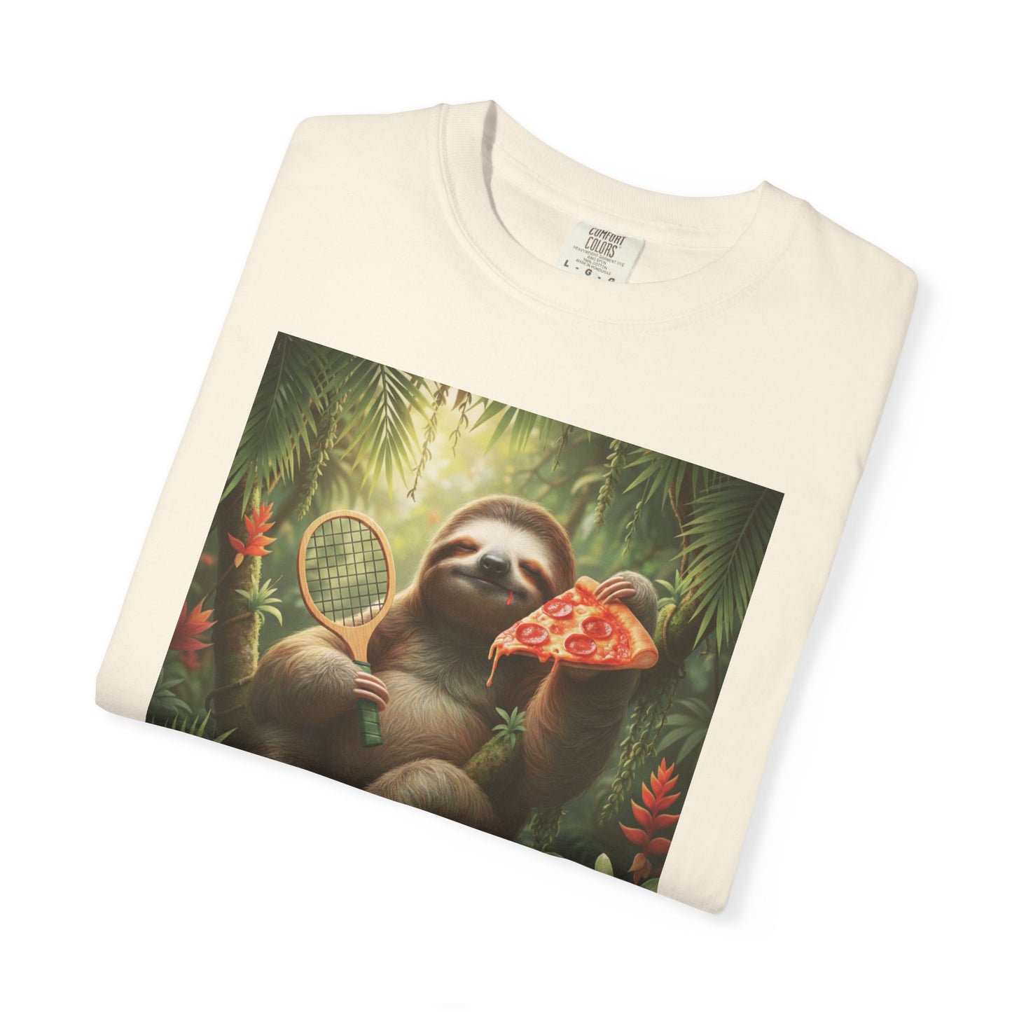Sloth with Pizza and Pickleball Racket T-shirt | Eat Sleep Drink Repeat