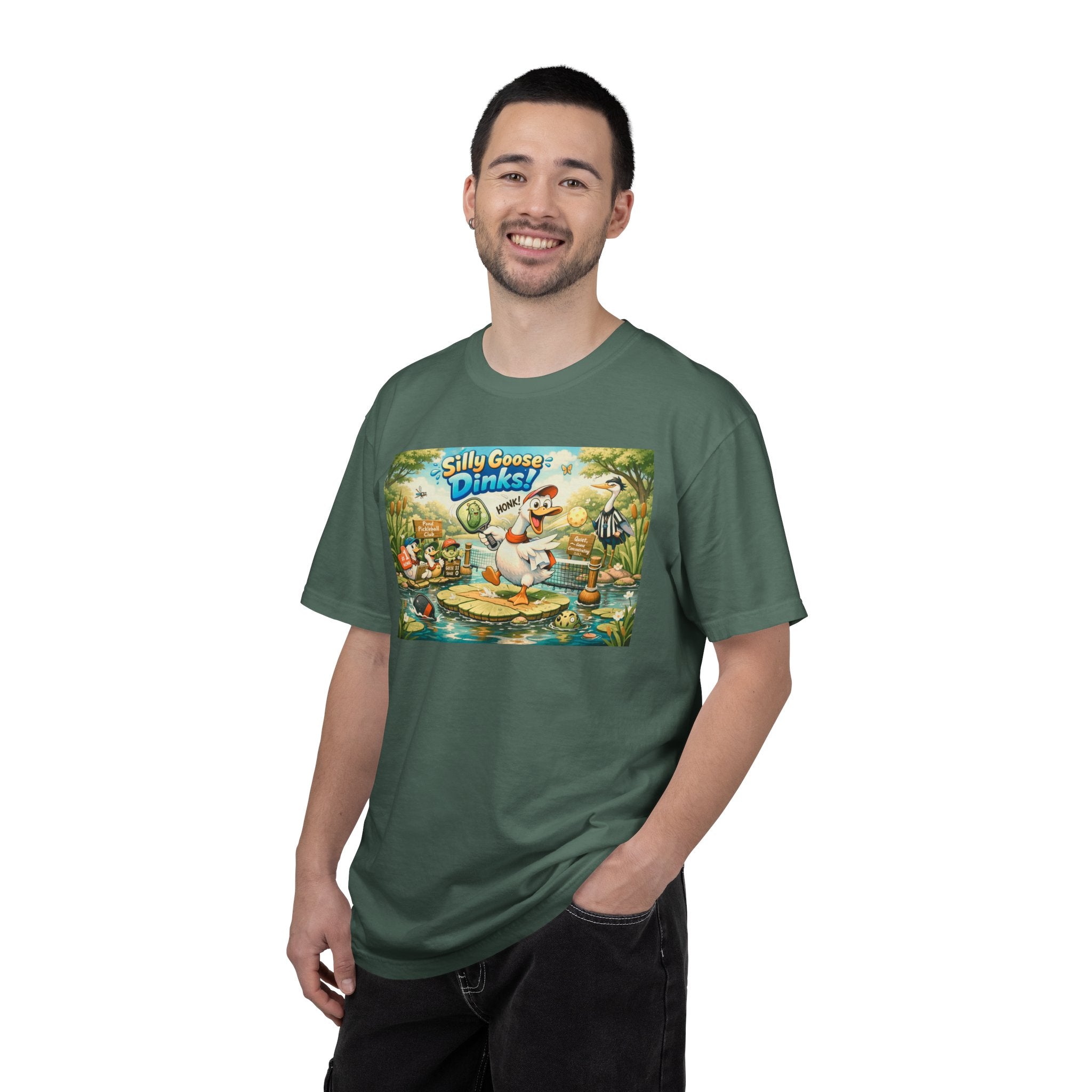 Silly Goose Dinks Cartoon Goose T-Shirt | Vintage Picnic Pond Illustration