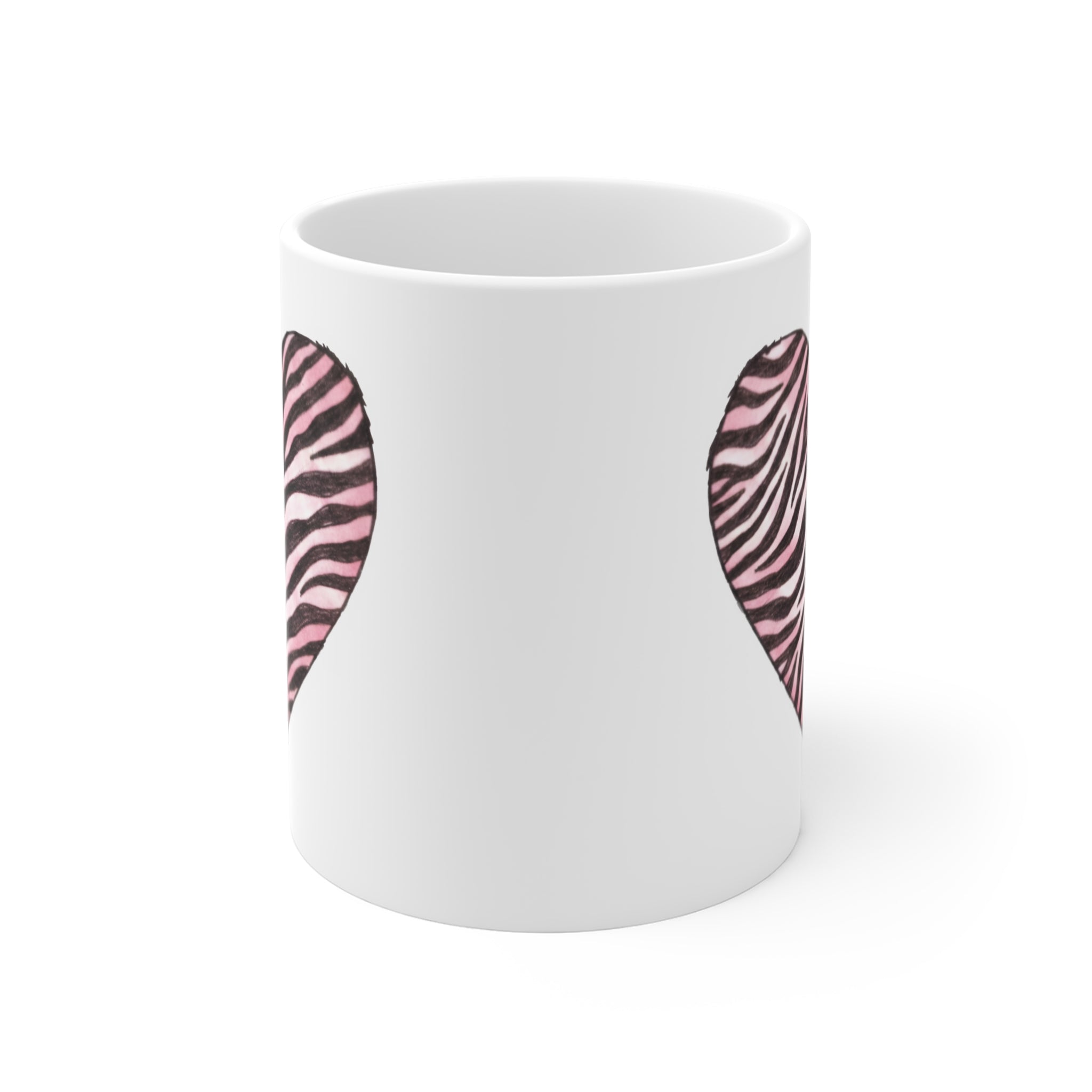 Pink Zebra Heart Mug | Animal Print Heart Coffee Cup