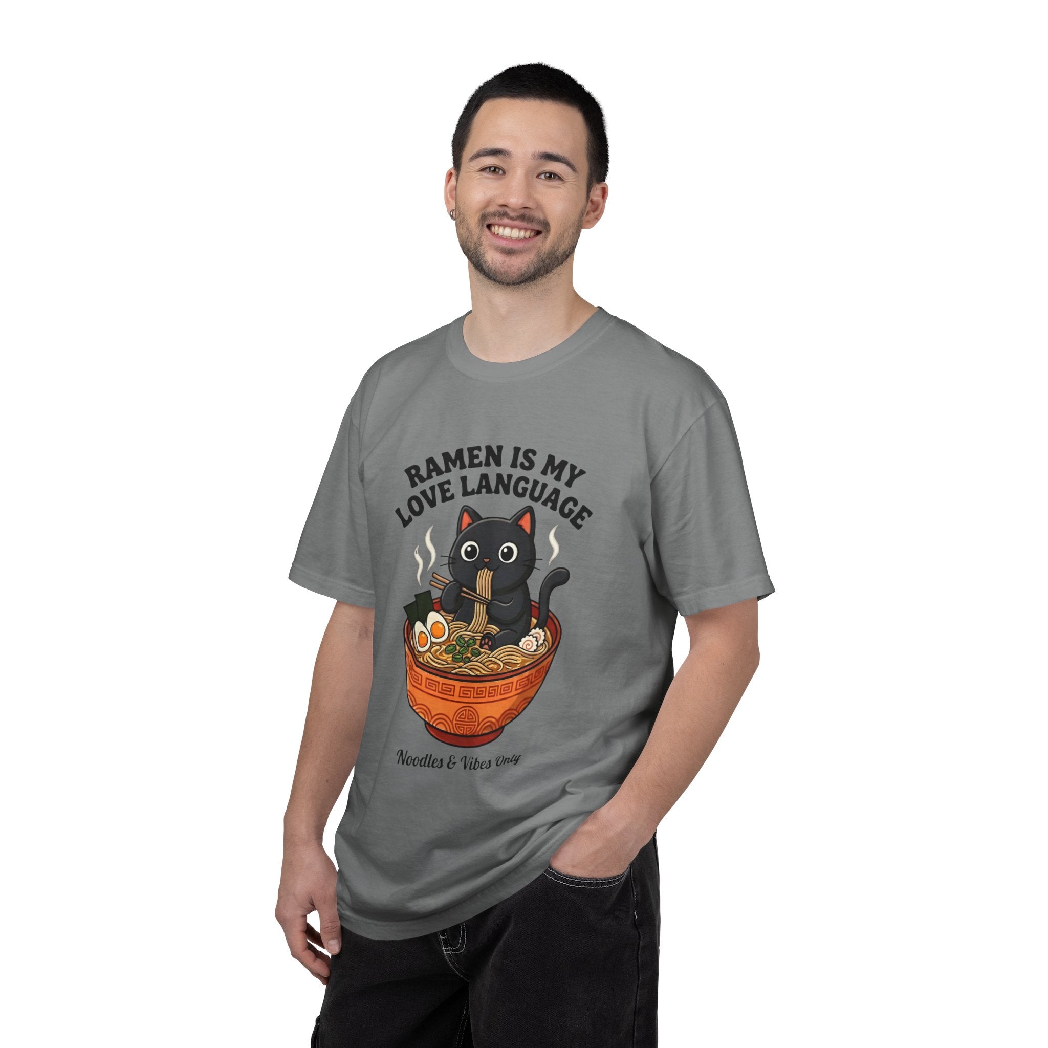 Ramen Is My Love Language T-shirt | Cat in Ramen Bowl Noodles Vibes Tee