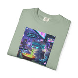 Cyberpunk Cat T-shirt | Neon Magic Potion Street Scene