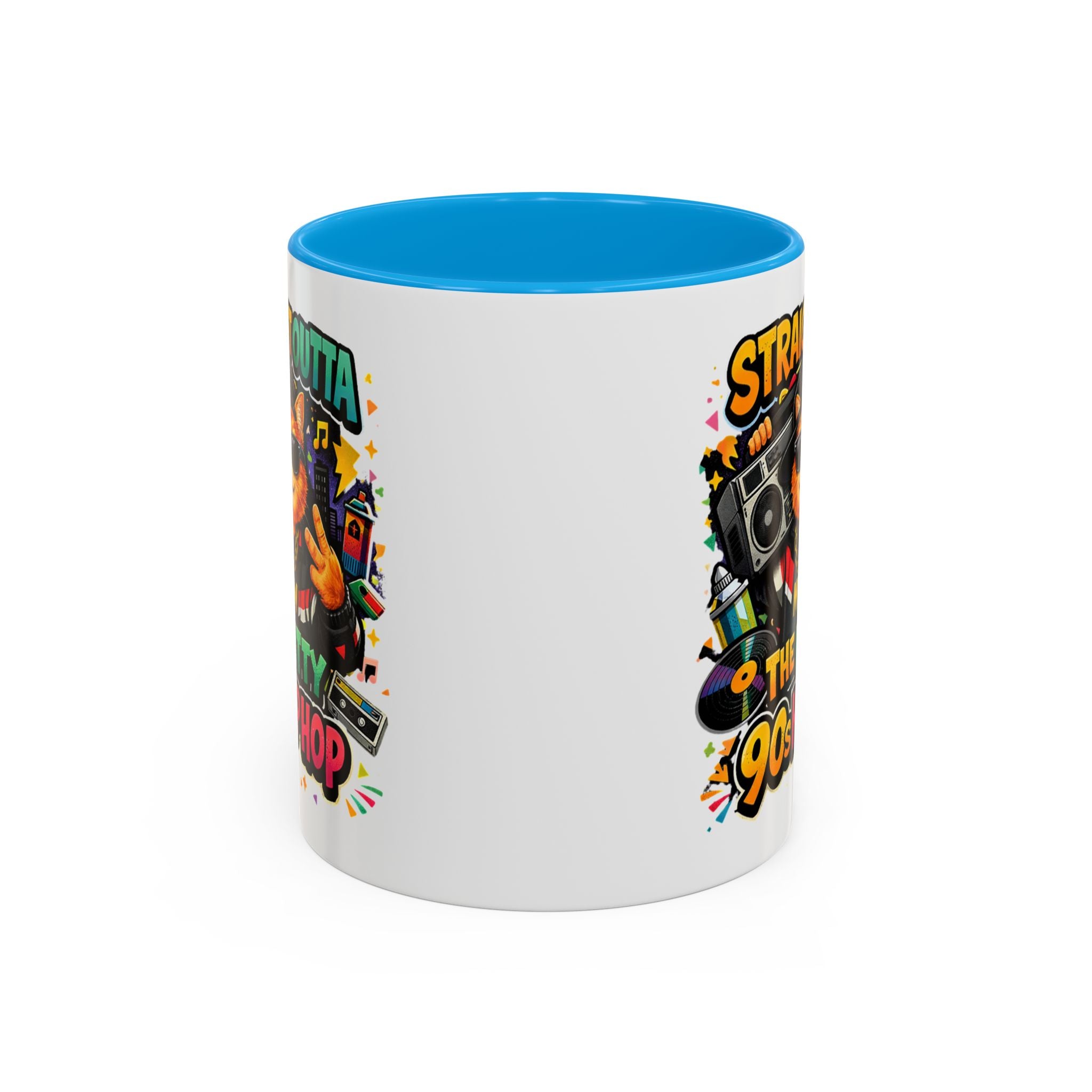 Straight Outta Meow The Kitty 90s Hip Hop Mug | Color Accent