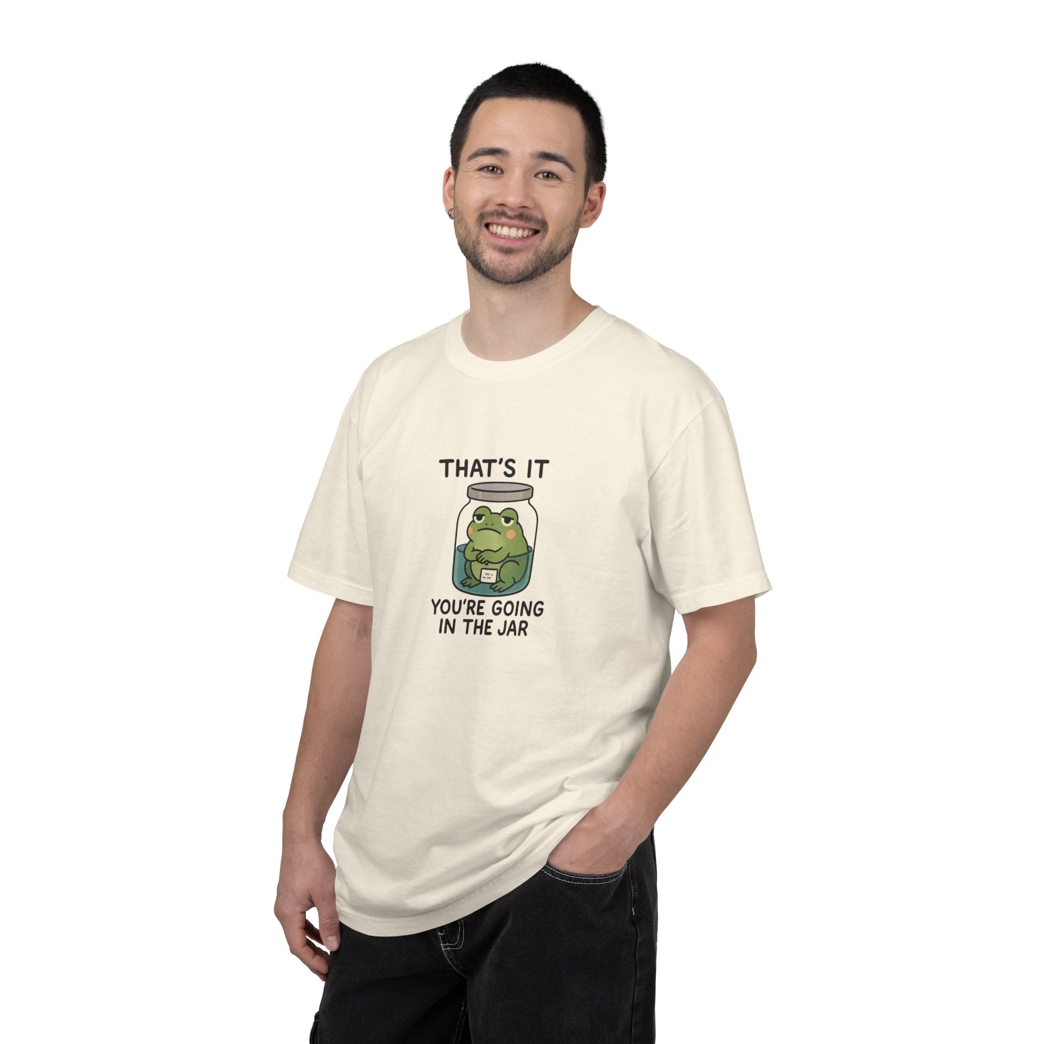 Glass Jar Frog Illustration T-shirt | Frog in Water Jar