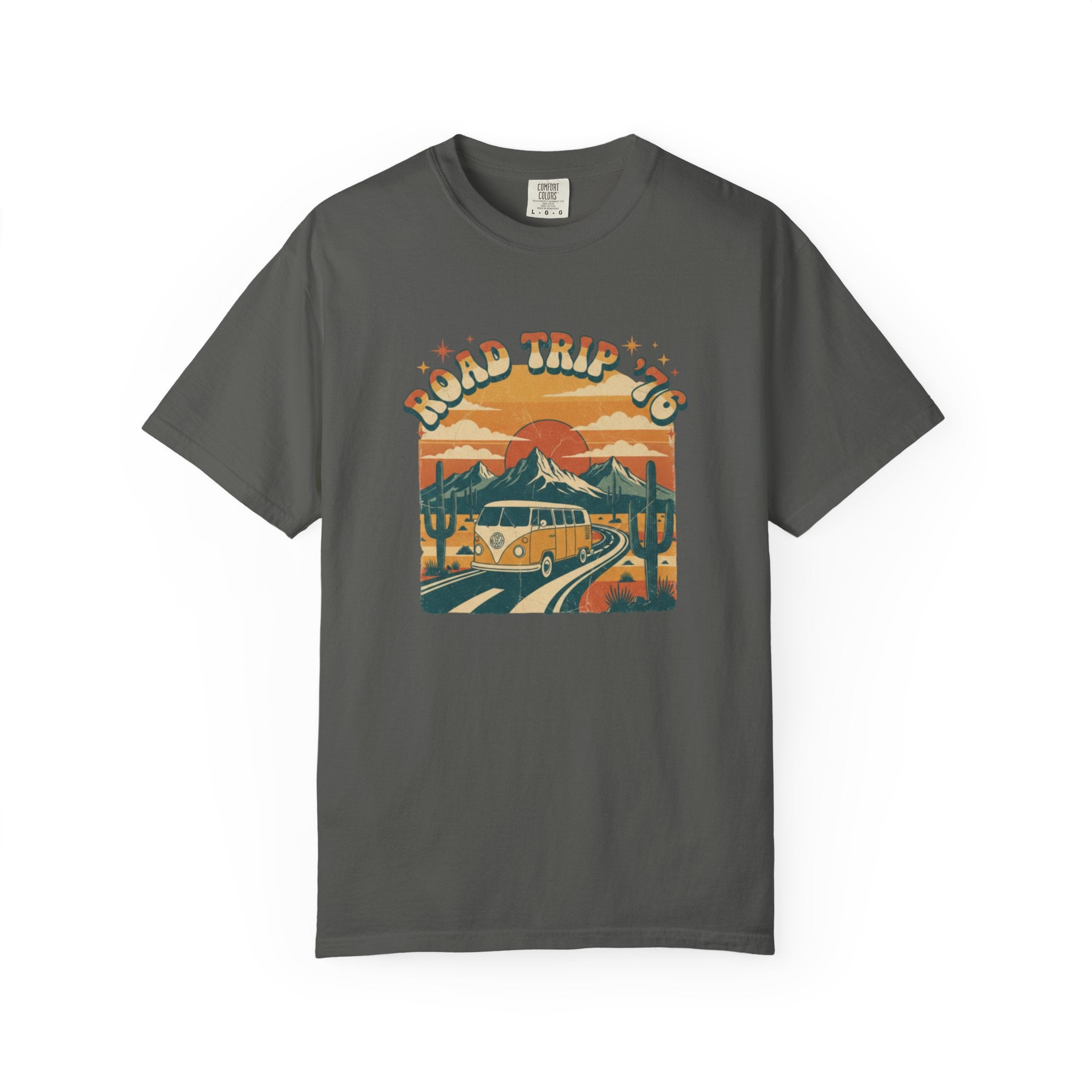 Road Trip '76 T-shirt | Vintage Camper Van Sunset Graphic