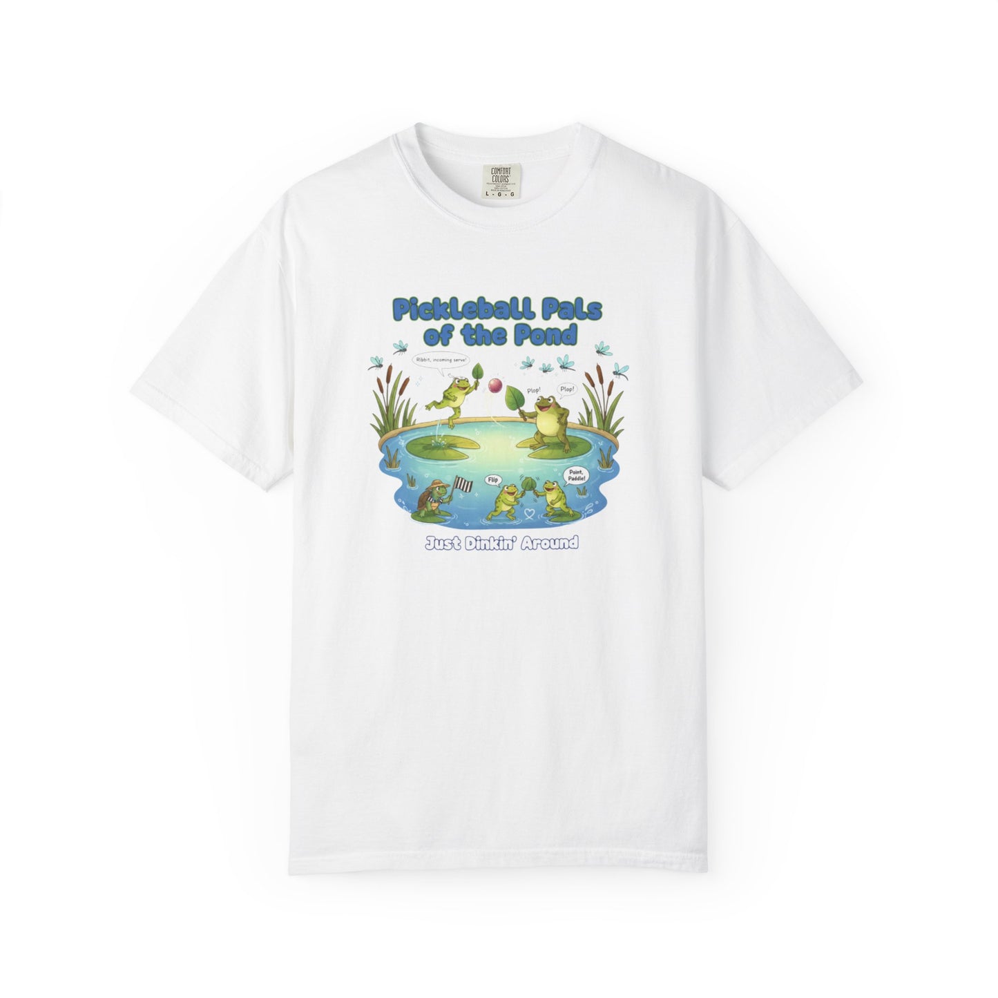 Pickleball Pals of the Pond T-Shirt | Cute Frog Pond Illustration