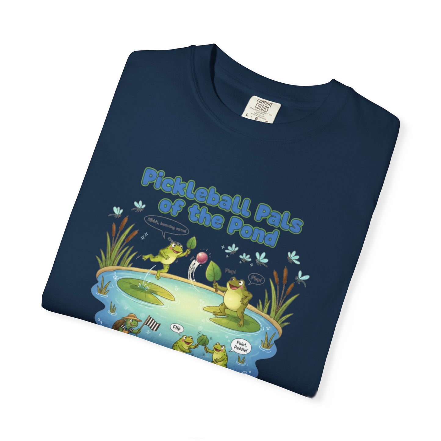 Pickleball Pals of the Pond T-Shirt | Cute Frog Pond Illustration