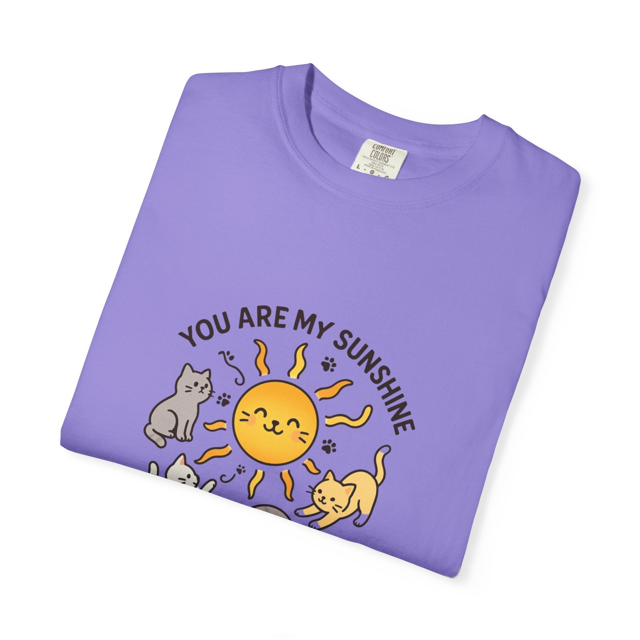 You Are My Sunshine Cat Illustration T-shirt | Cute Sun and Kittens