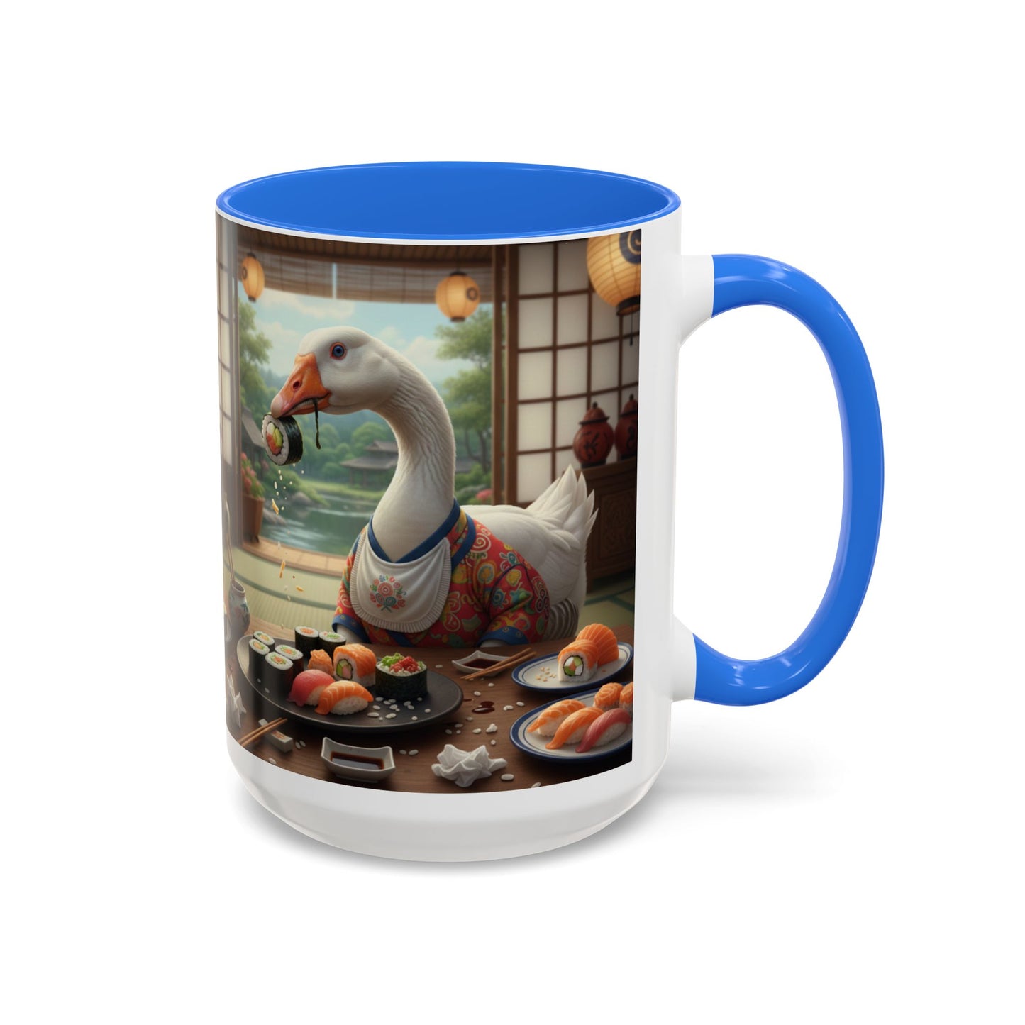 Goose with Sushi Mug | Japanese Tea Room Illustration