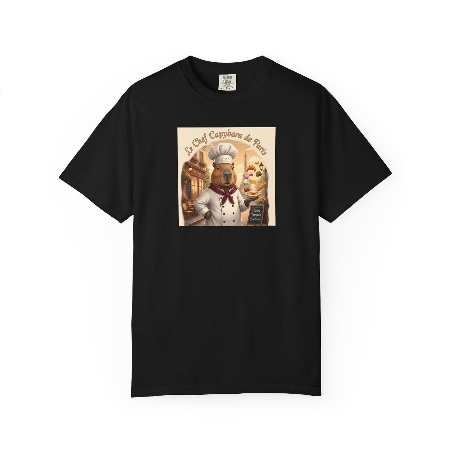 Vintage French Pâtissier Capybara Chef T-shirt | Bakery Illustration