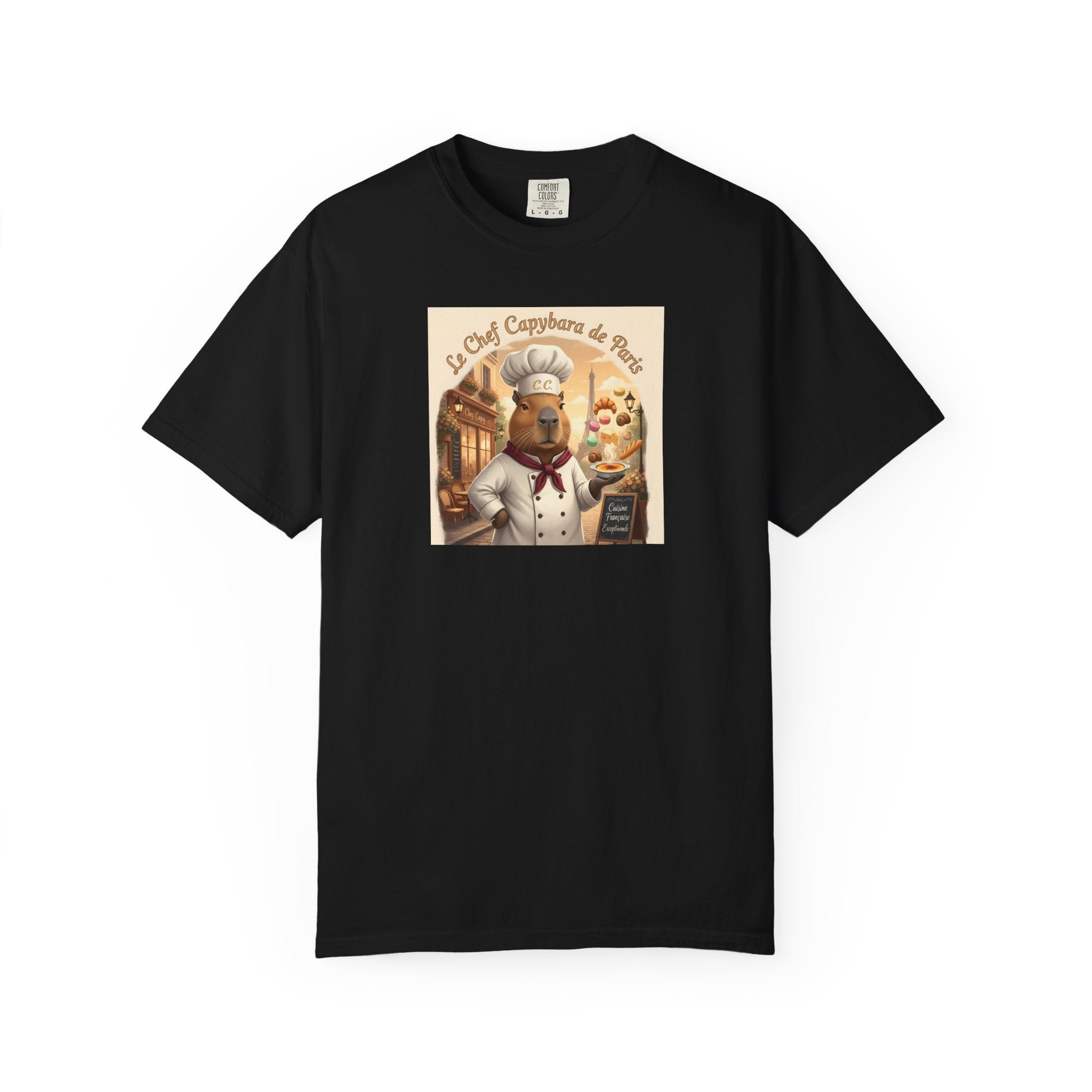 Vintage French Pâtissier Capybara Chef T-shirt | Bakery Illustration