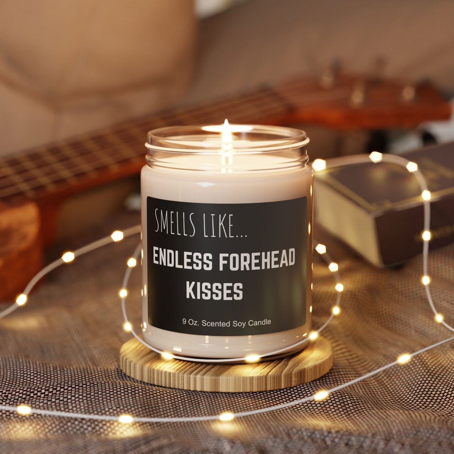 Punny Quote Scented Soy Candle, Endless Forehead Kisses (9oz)