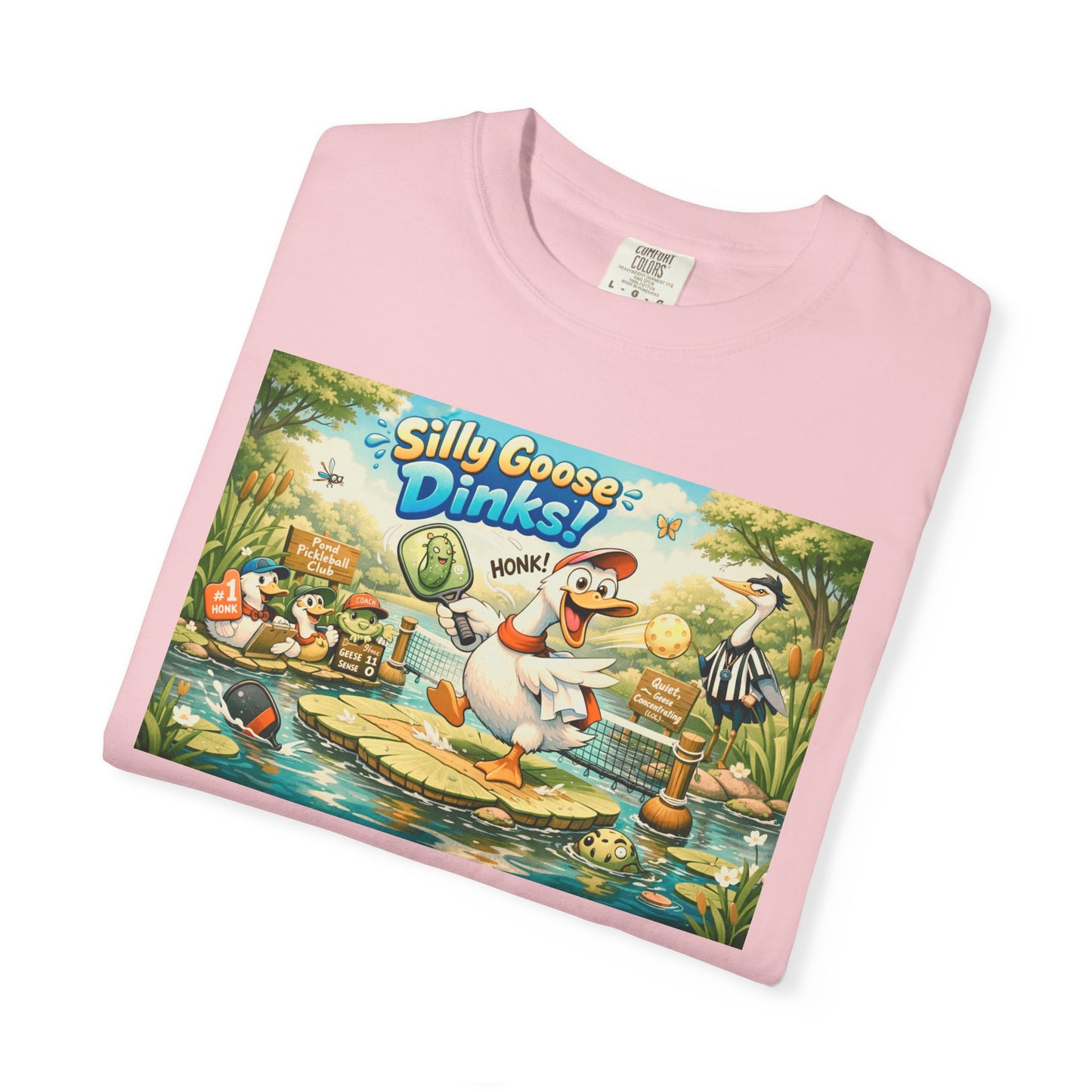 Silly Goose Dinks Cartoon Goose T-Shirt | Vintage Picnic Pond Illustration