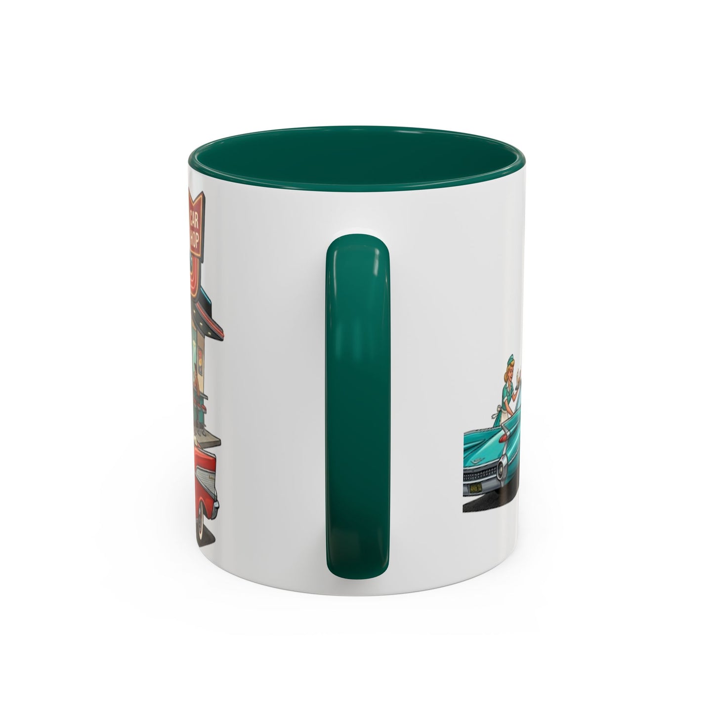 1950s Diner Scene Mug | Retro Car Hop Coffee Cup