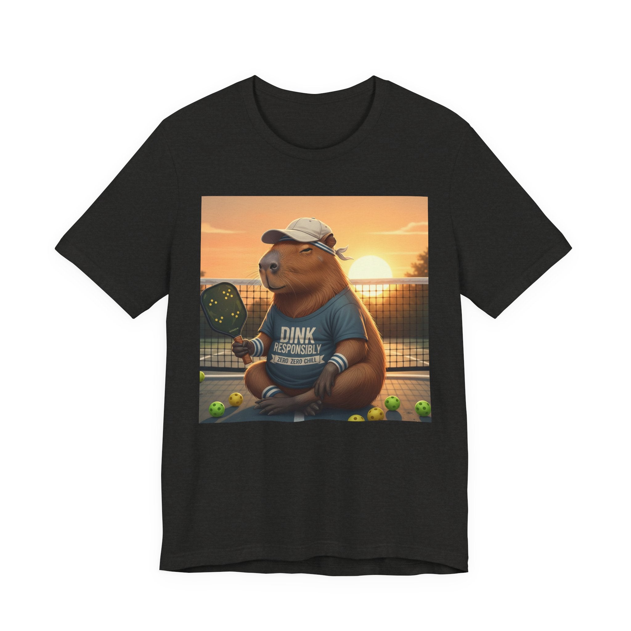 Dink Responsibly Pickleball Capybara Tee | Funny Animal Sports Art