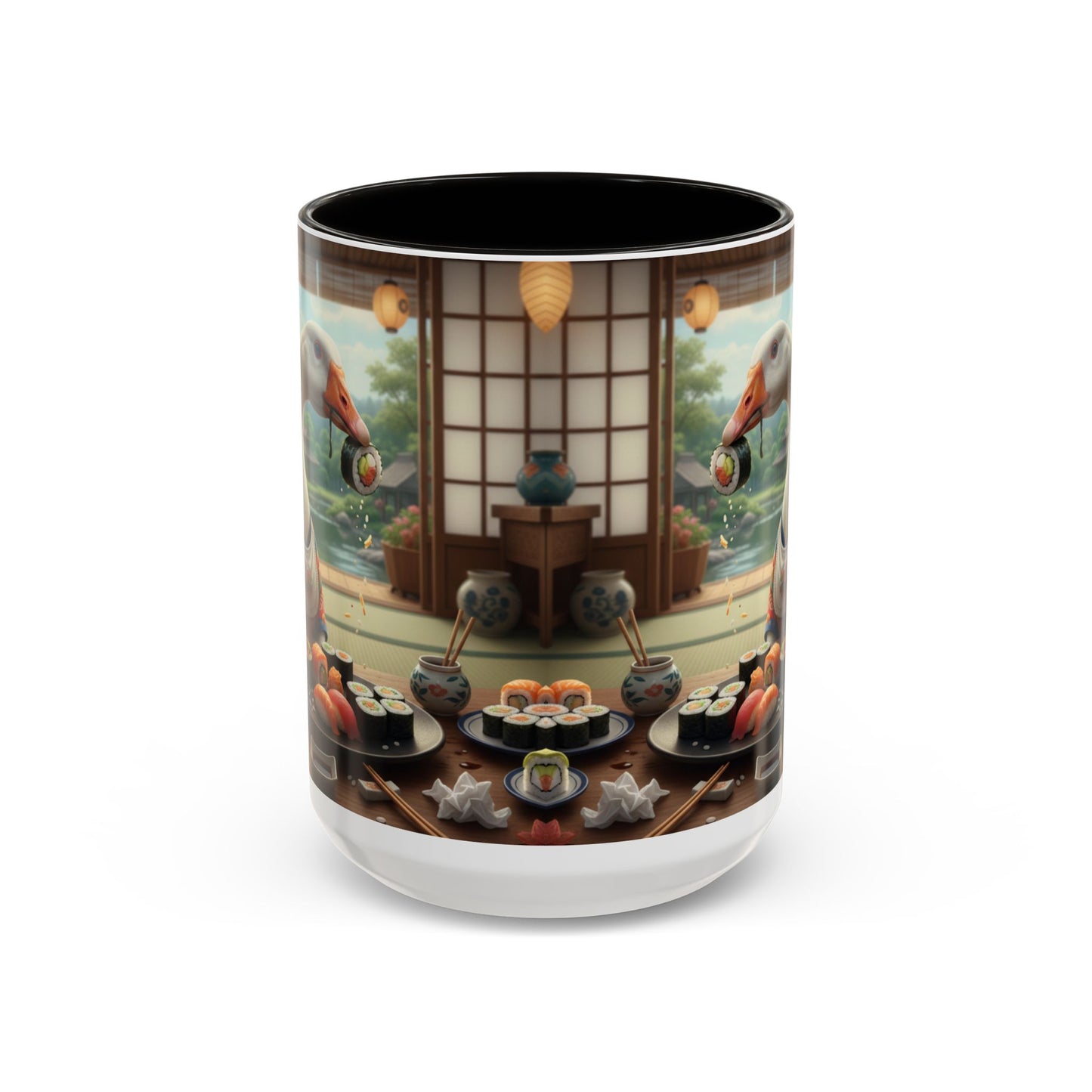 Goose with Sushi Mug | Japanese Tea Room Illustration