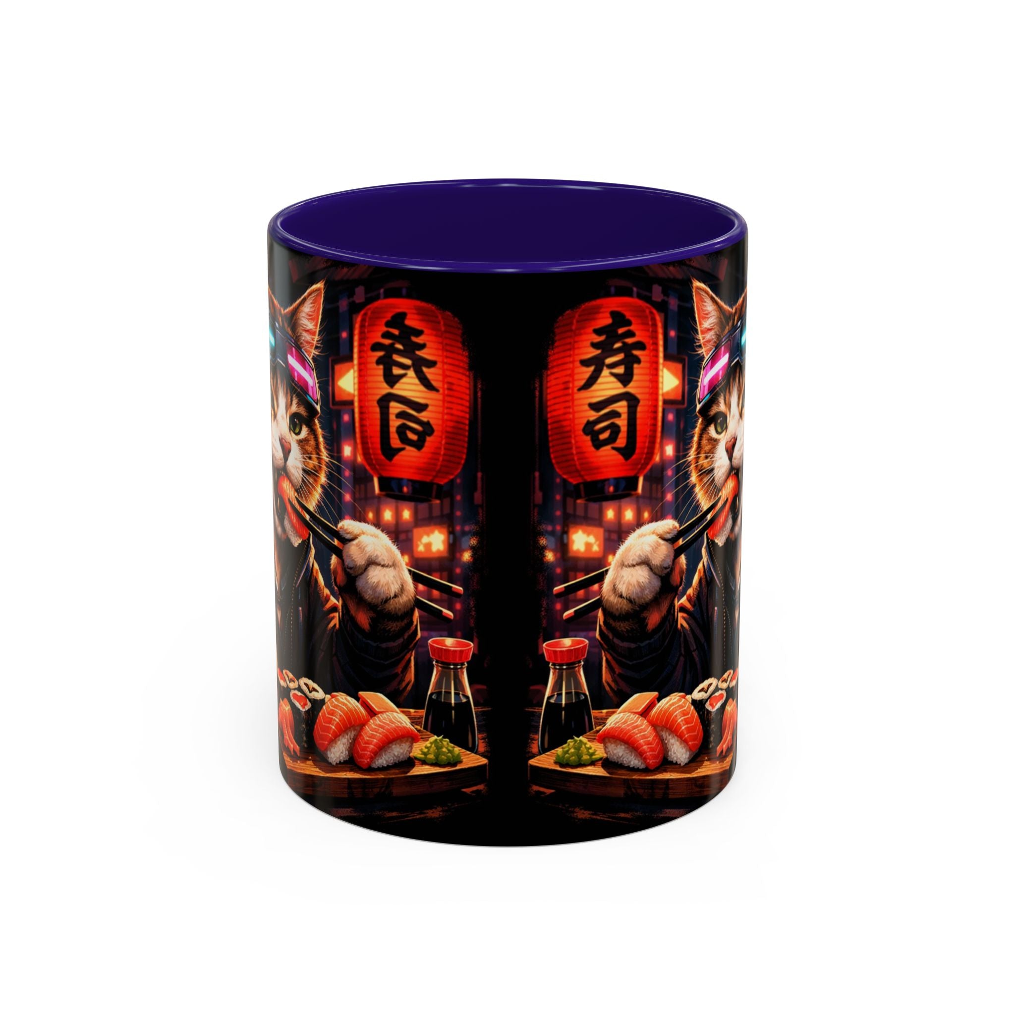 Cyberpunk Sushi Cat Mug | 11oz 15oz Ceramic Coffee Cup