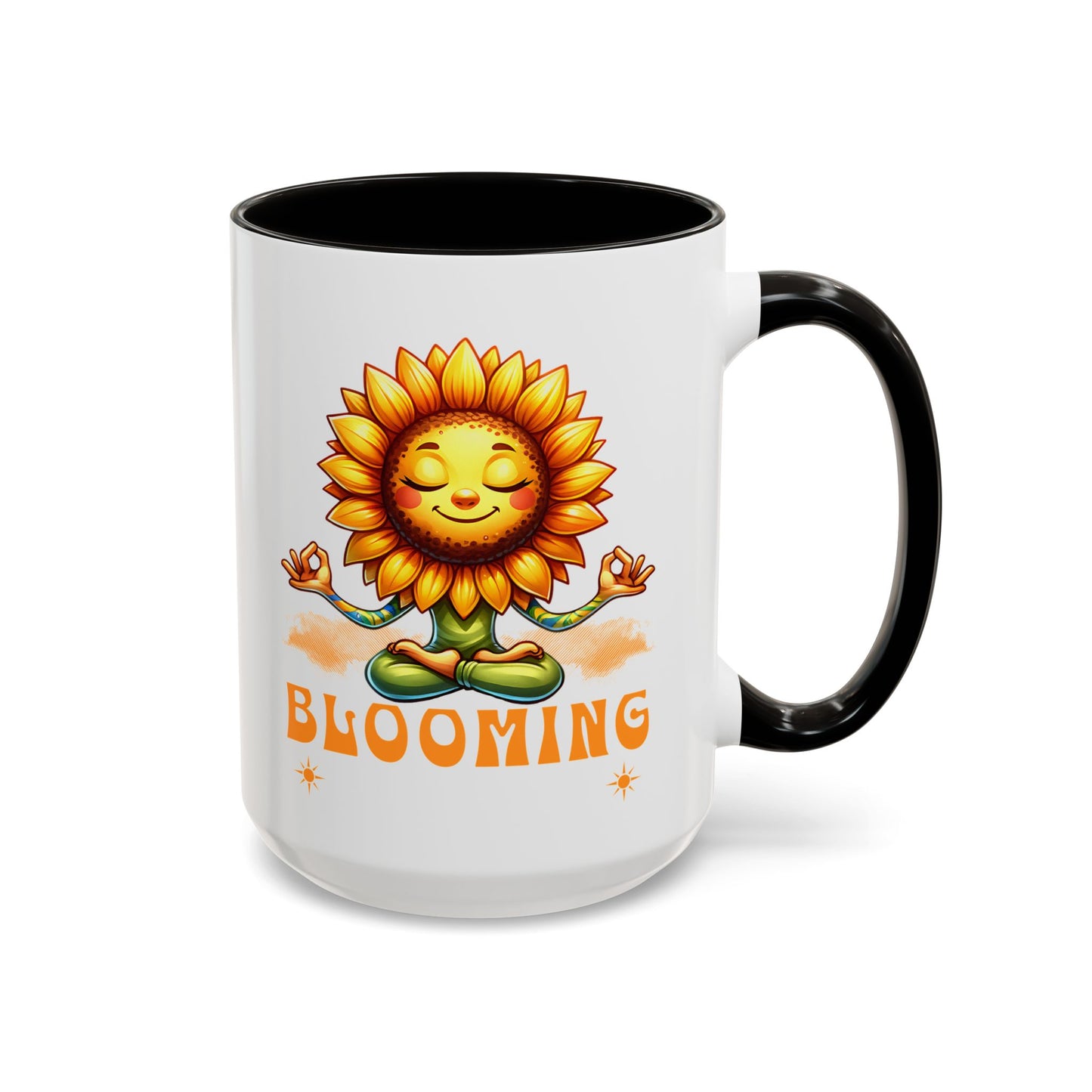 Blooming Sunflower Mug | Yoga Meditating Sunflower Ceramic Mug