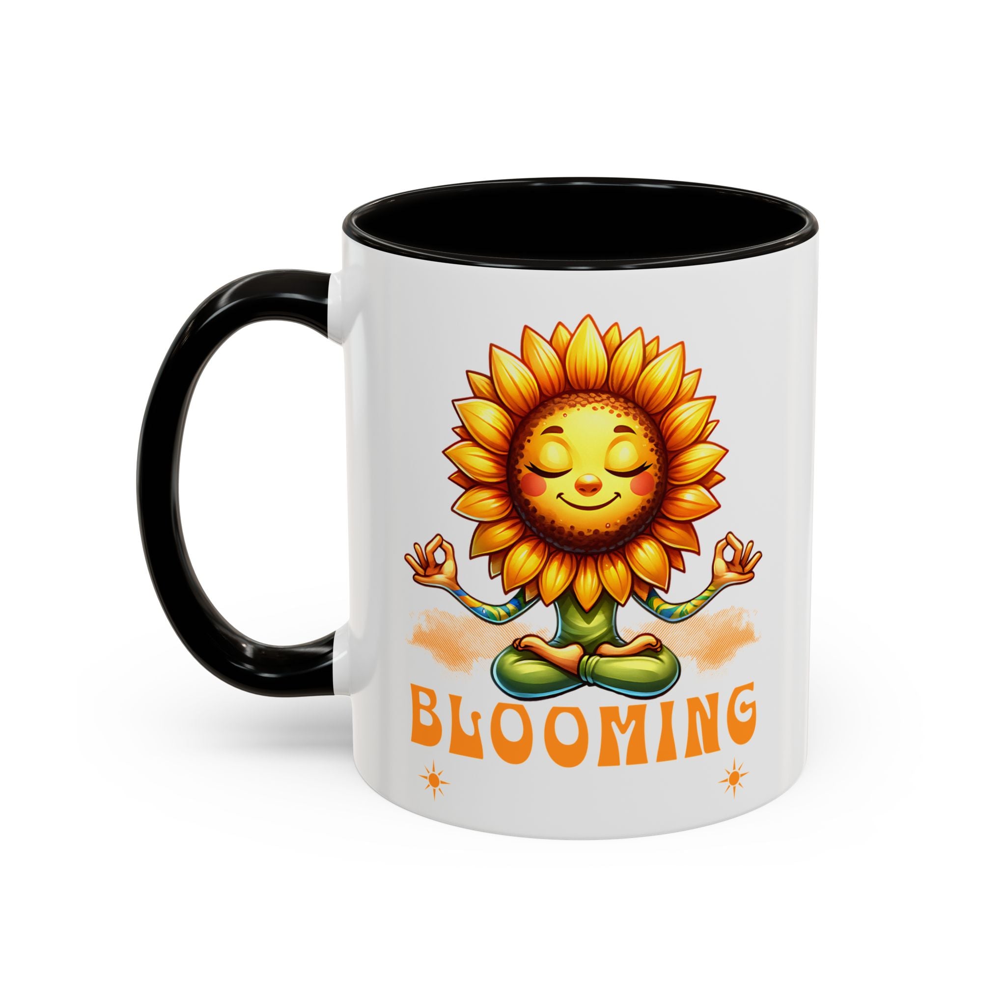 Blooming Sunflower Mug | Yoga Meditating Sunflower Ceramic Mug