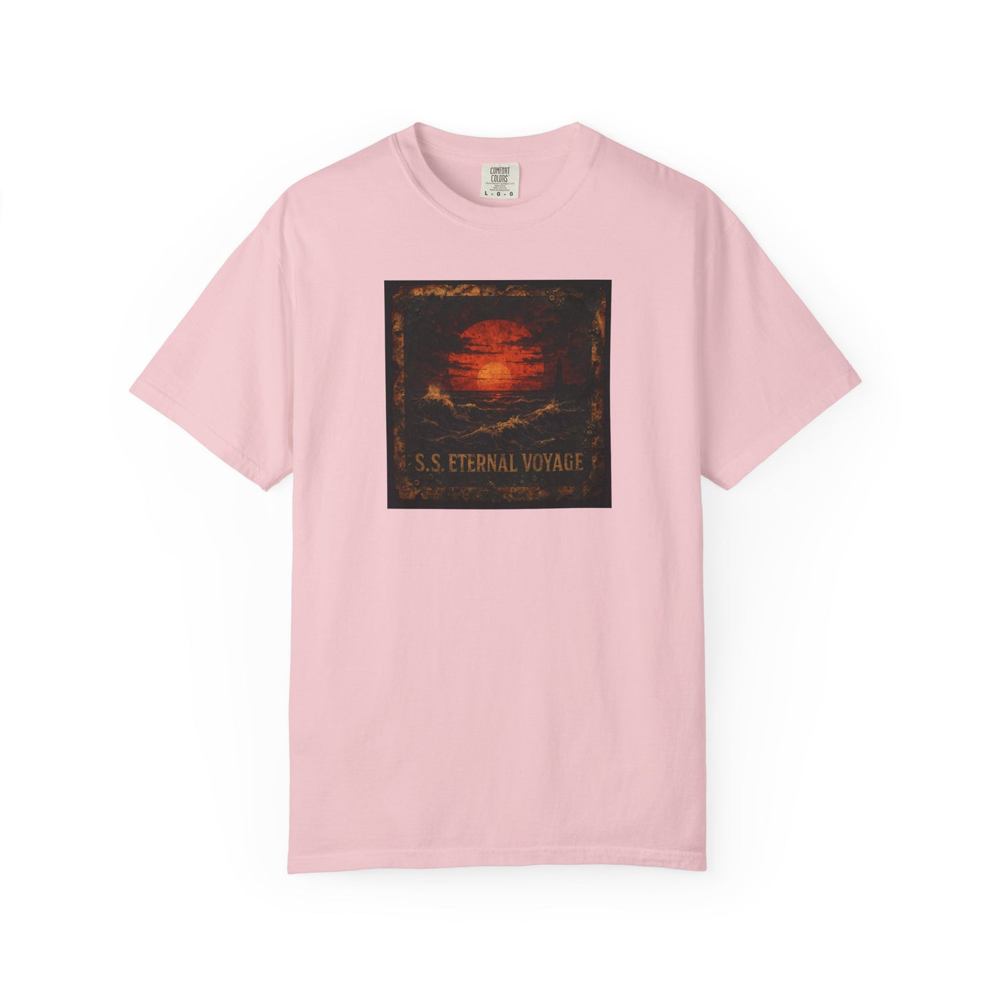 Eternal Voyage Sunset Illustration T-Shirt | Vintage Ocean Scene
