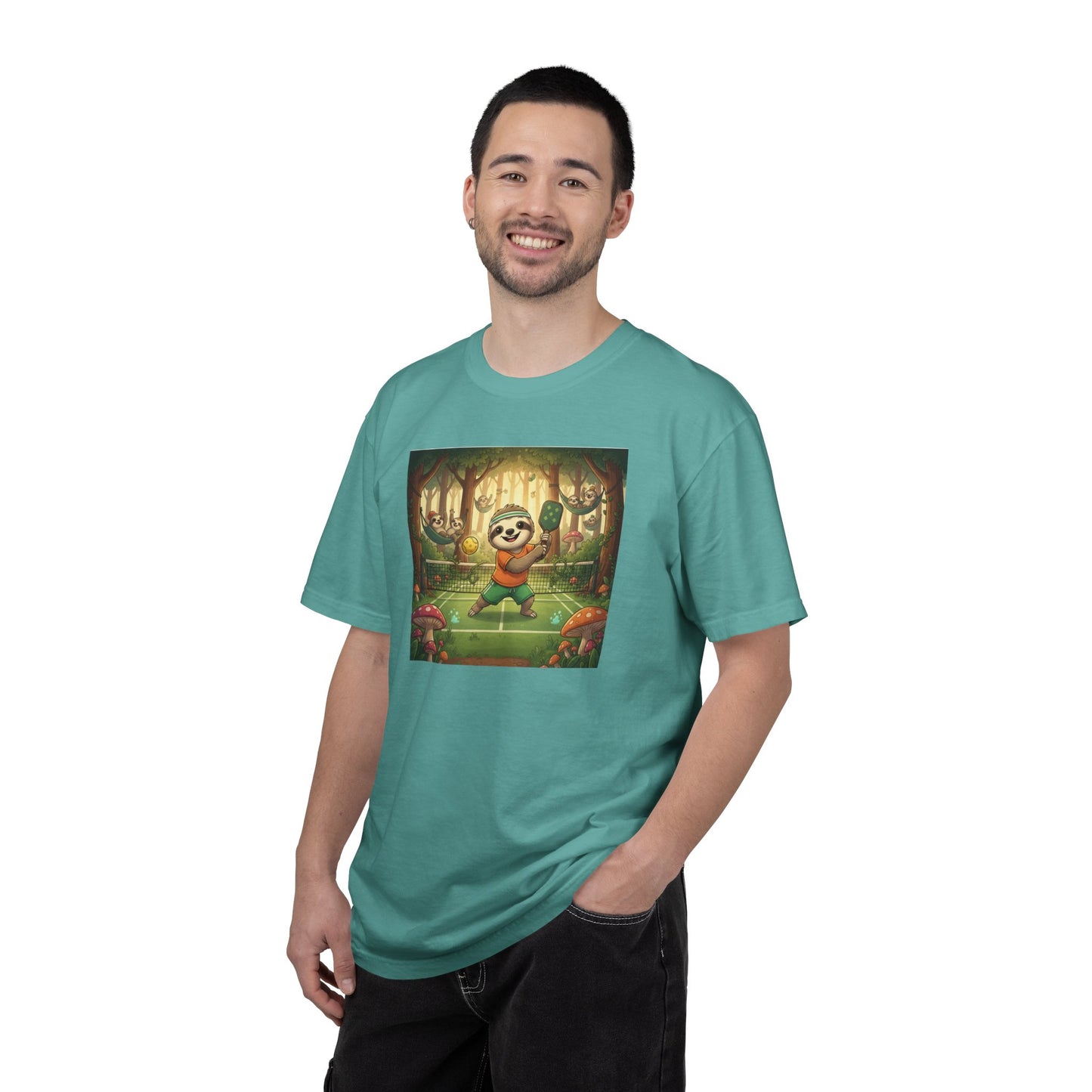 Sloth Pickleball Illustration T-shirt | Whimsical Forestcore Slow Living