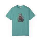 Floral Cat Illustration T-Shirt | Botanical Kitty Tee