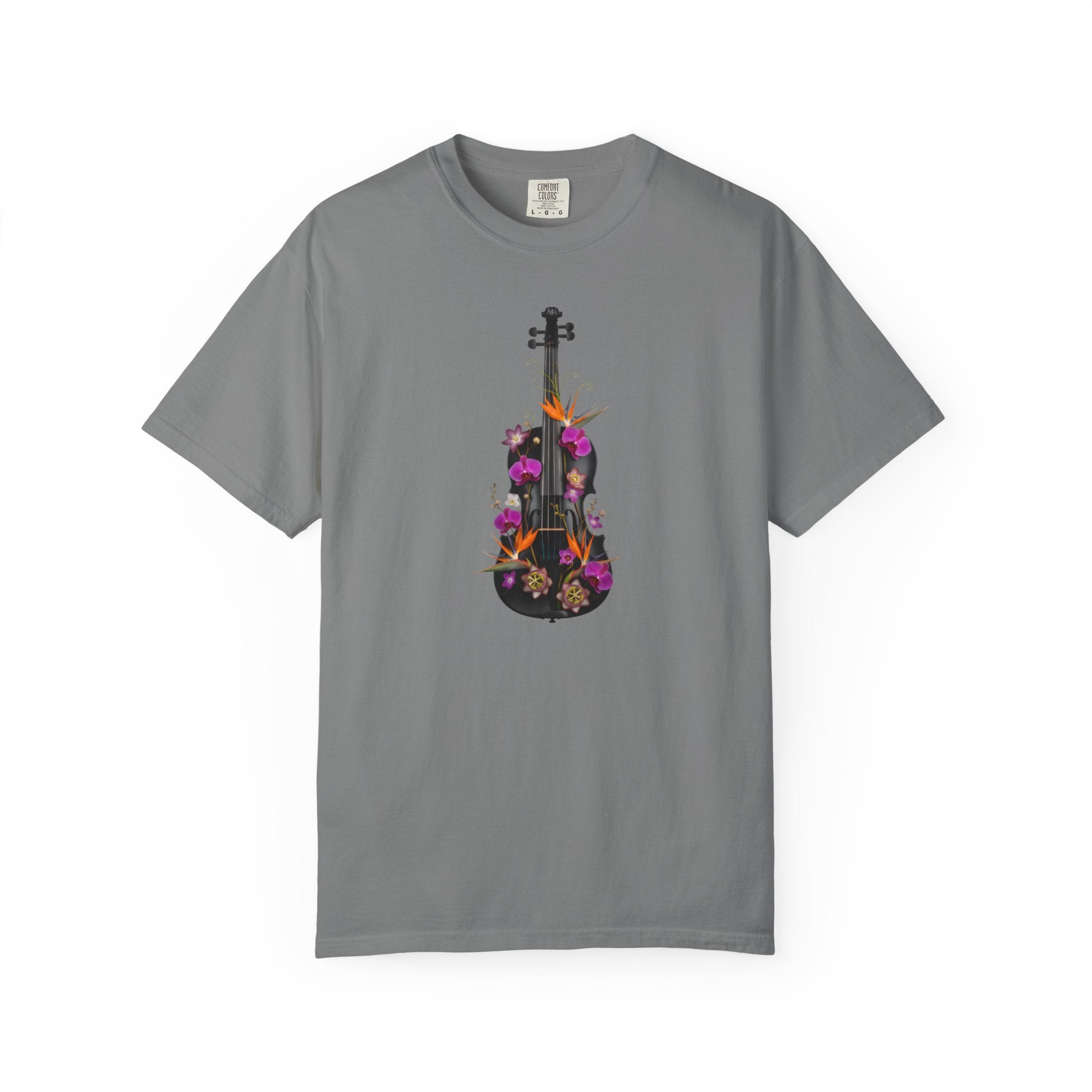 Floral Violin T-shirt | Botanical Music Instrument Tee