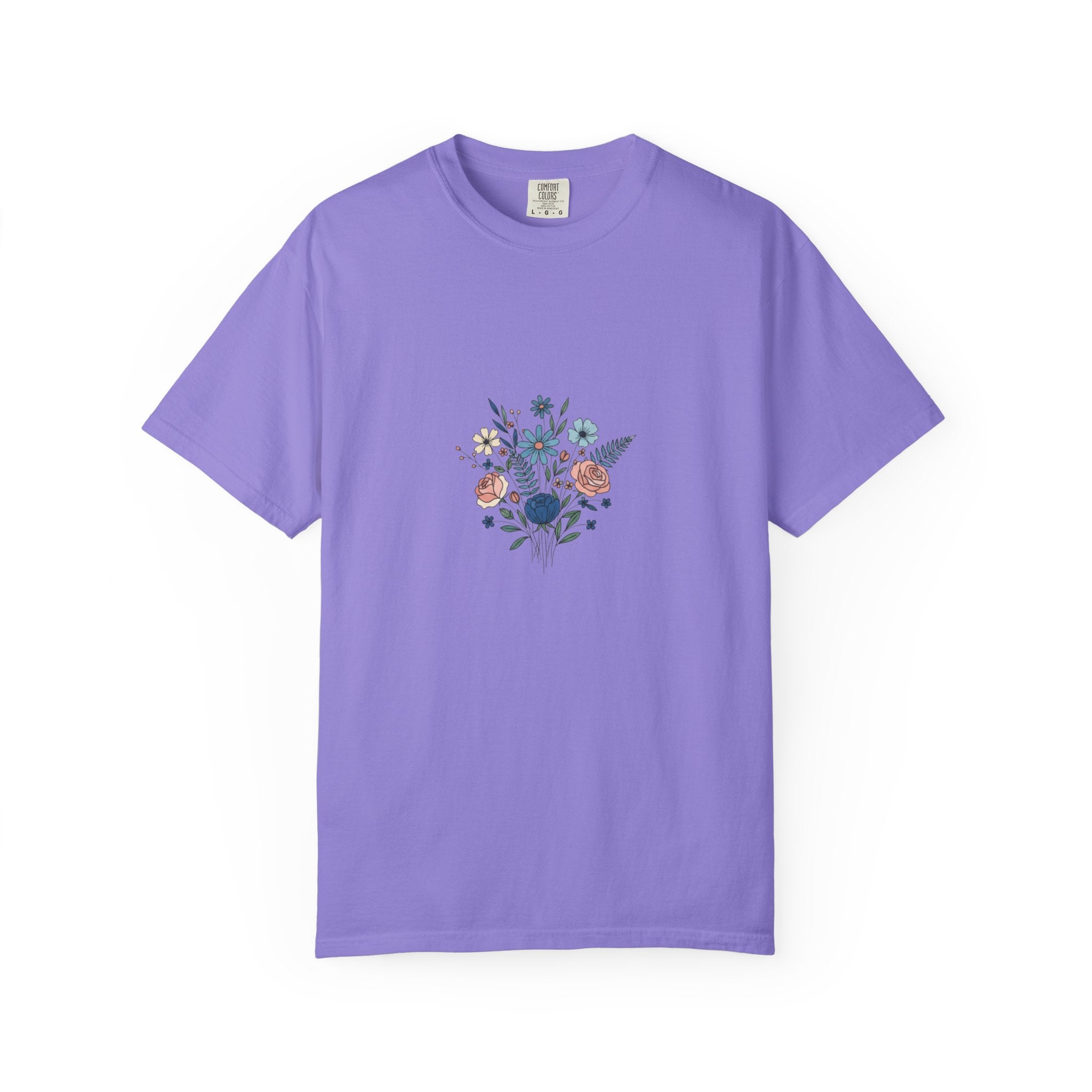 Wildflower Bouquet T-Shirt | Centered Floral Illustration, Daisies & Roses