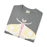 Celestial Moth T-shirt | Pink Yellow Moth with Crescent Moon