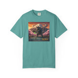 Catzilla Pickleball Destroyer T-shirt | Kaiju Cat Samurai, Mount Fuji Cherry Blossoms