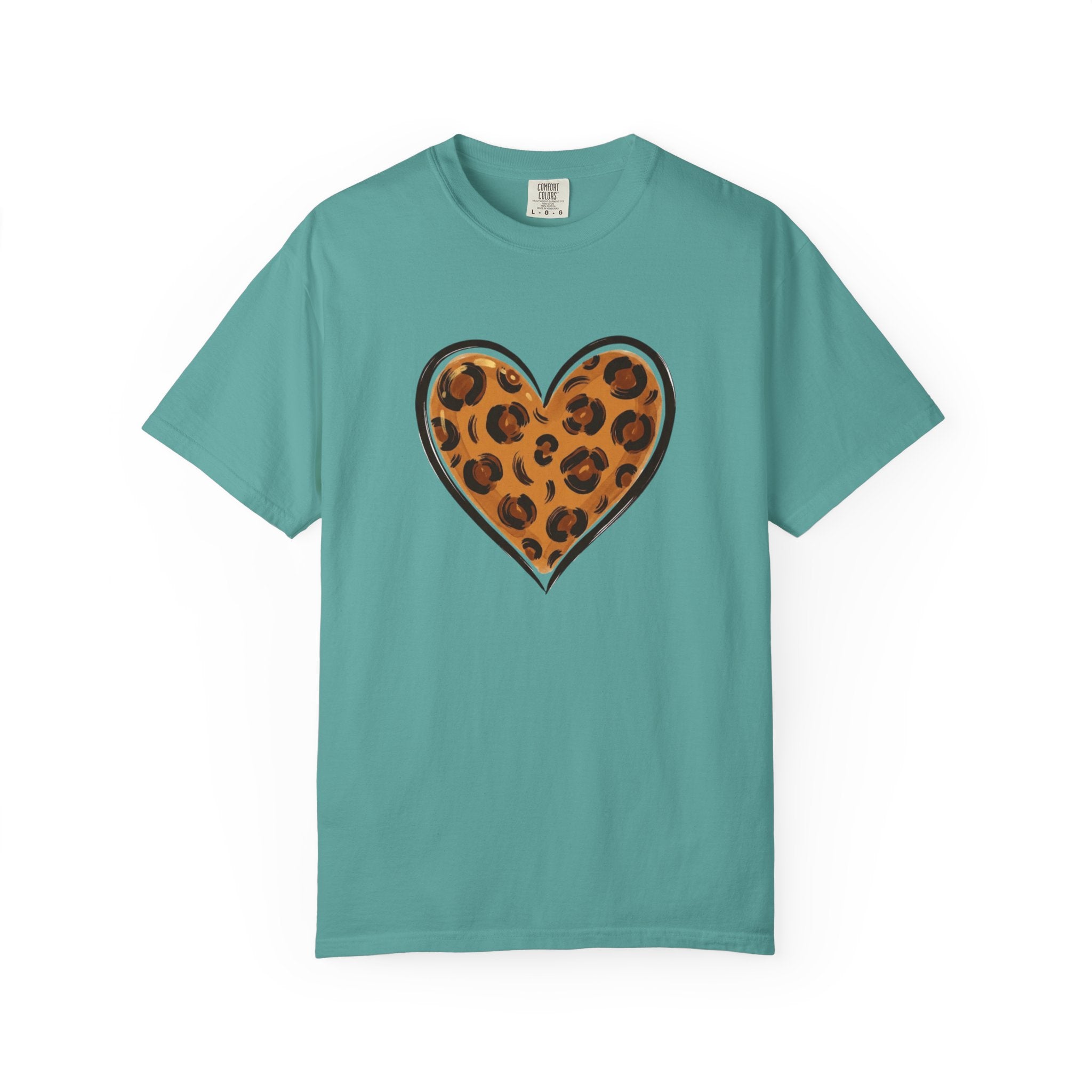 Leopard Print Heart T-shirt | Animal Print Heart Tee