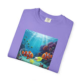Clownfish Reef Scene T-shirt | Underwater Coral Ocean Illustration