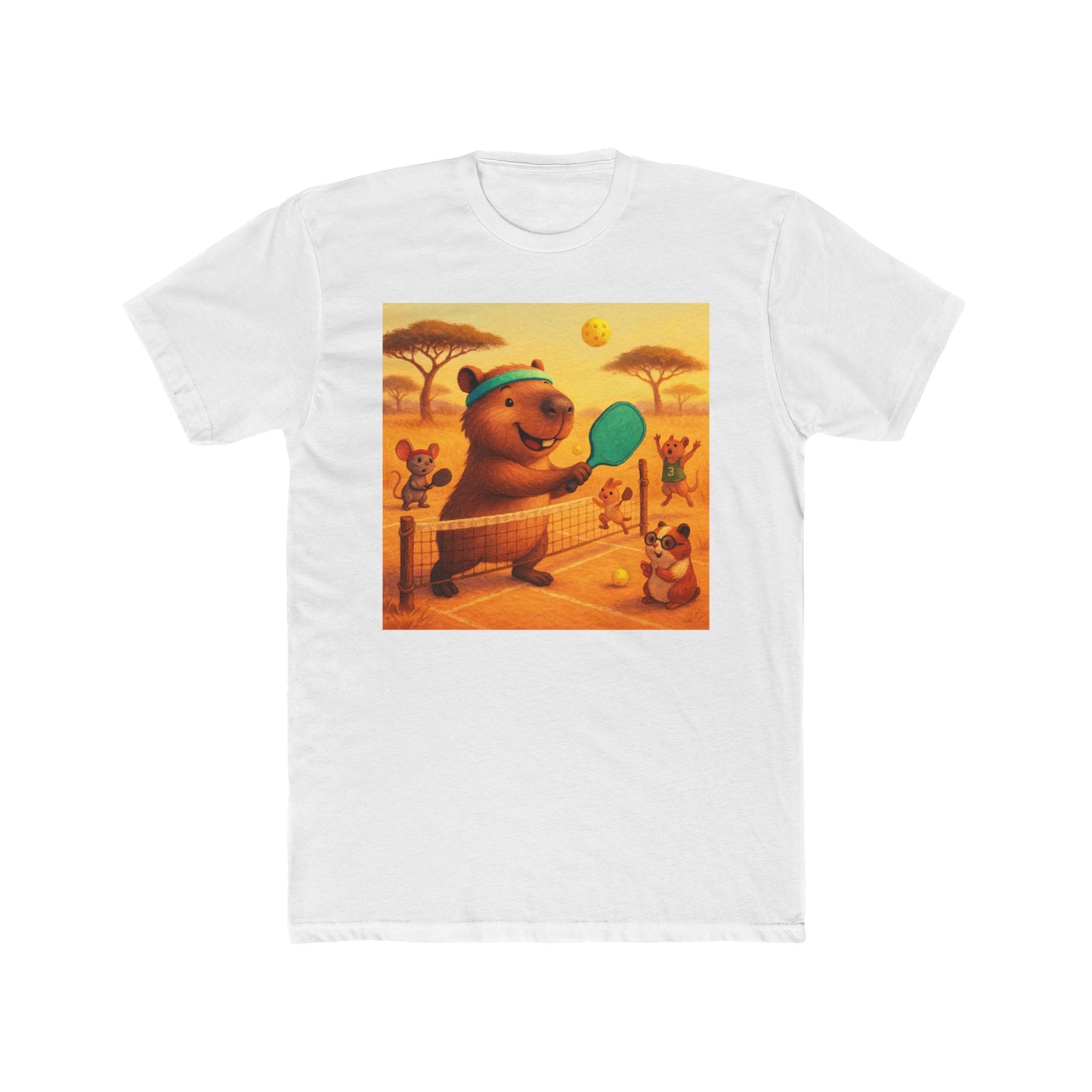 Capybara Playing Pickleball T-Shirt | Retro Sports Animal Illustration