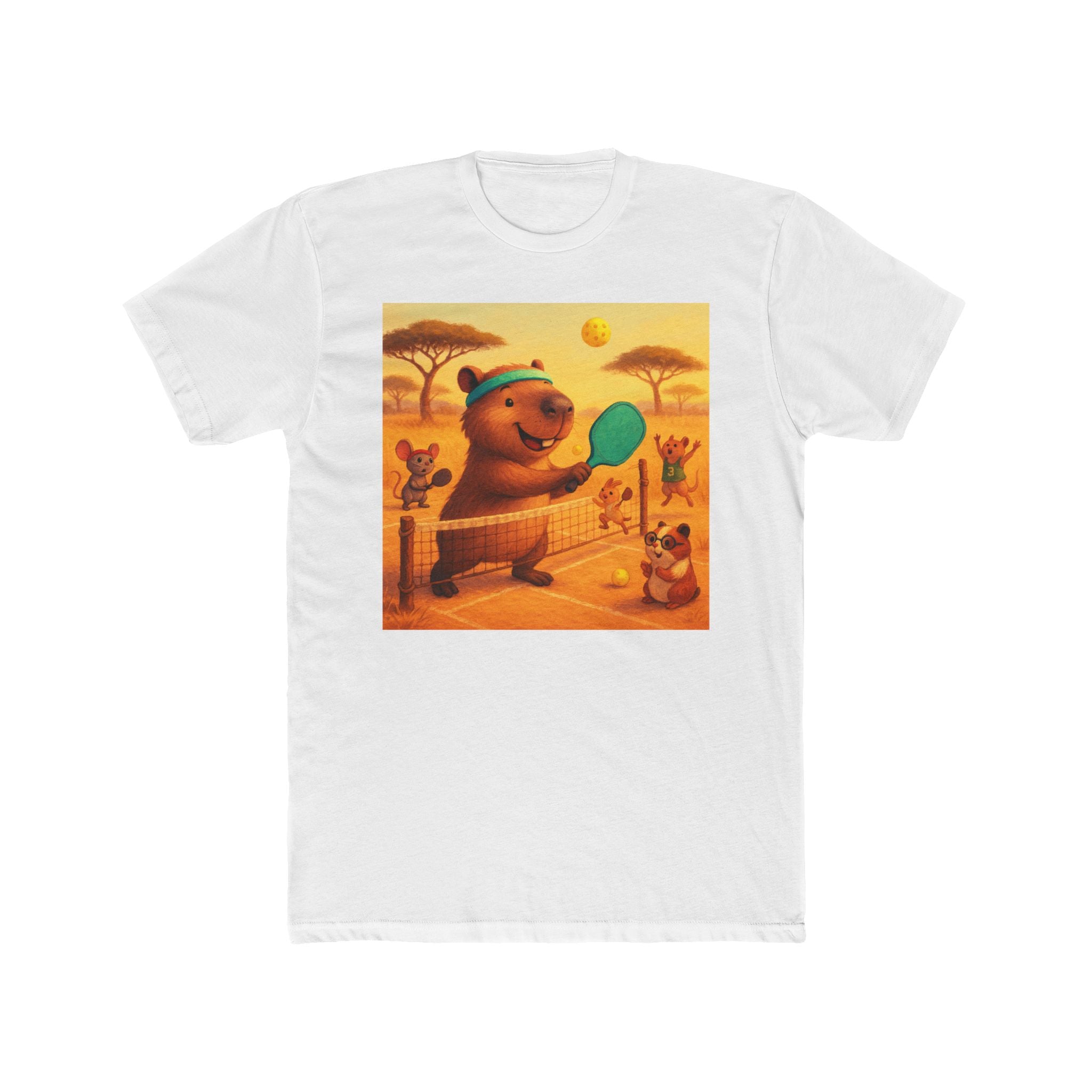 Capybara Playing Pickleball T-Shirt | Retro Sports Animal Illustration